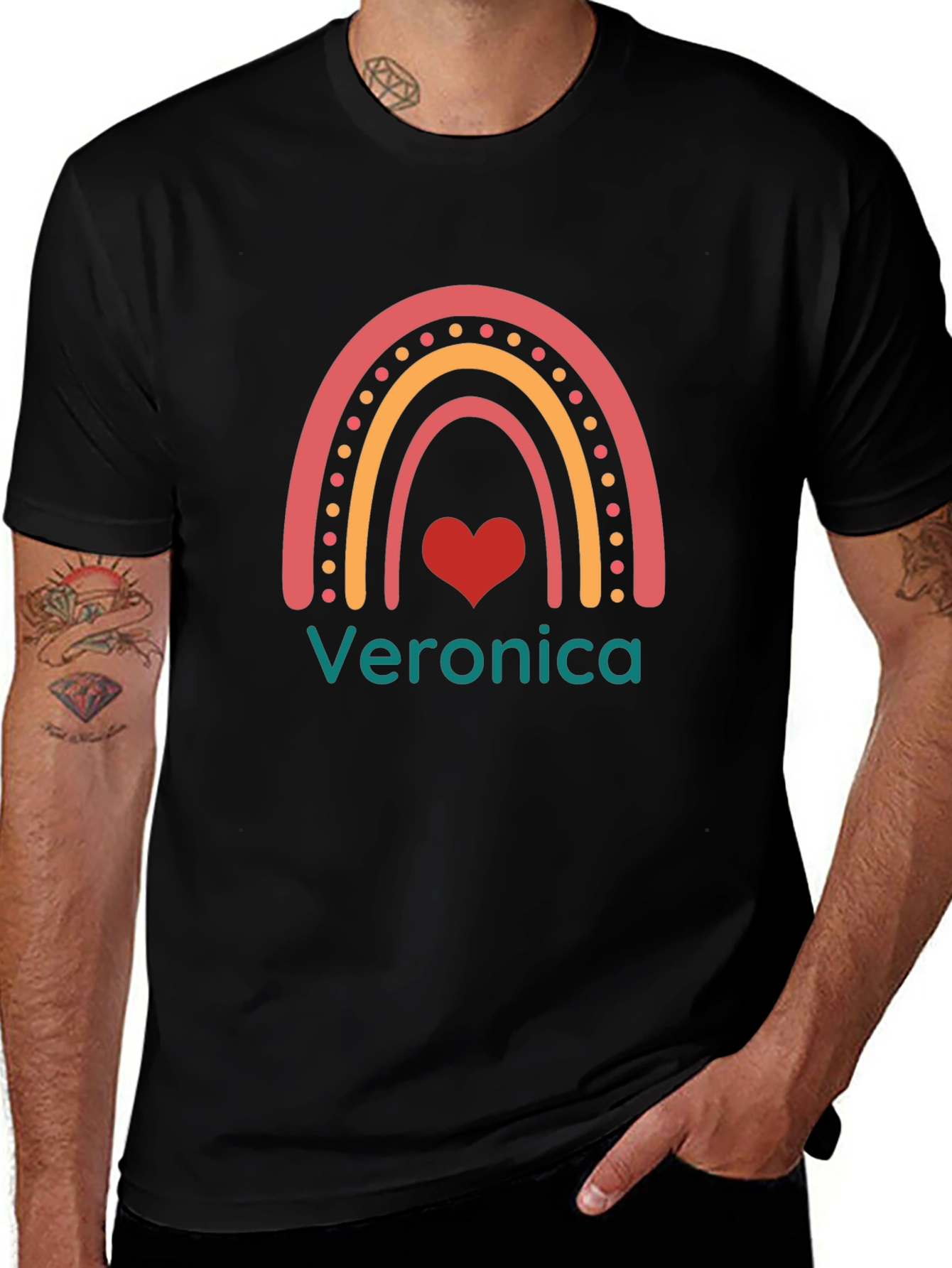 Veronica Rainbow Heart Personalized T-Shirt