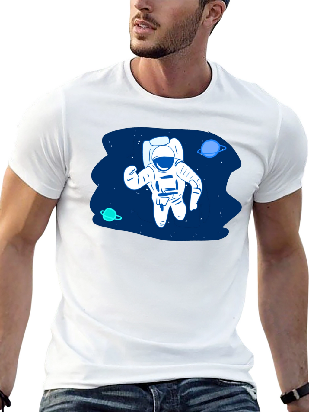 Astronaut in Space Black T-Shirt