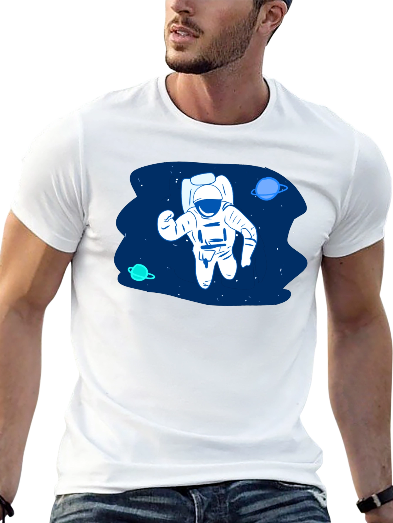 Astronaut in Space Black T-Shirt