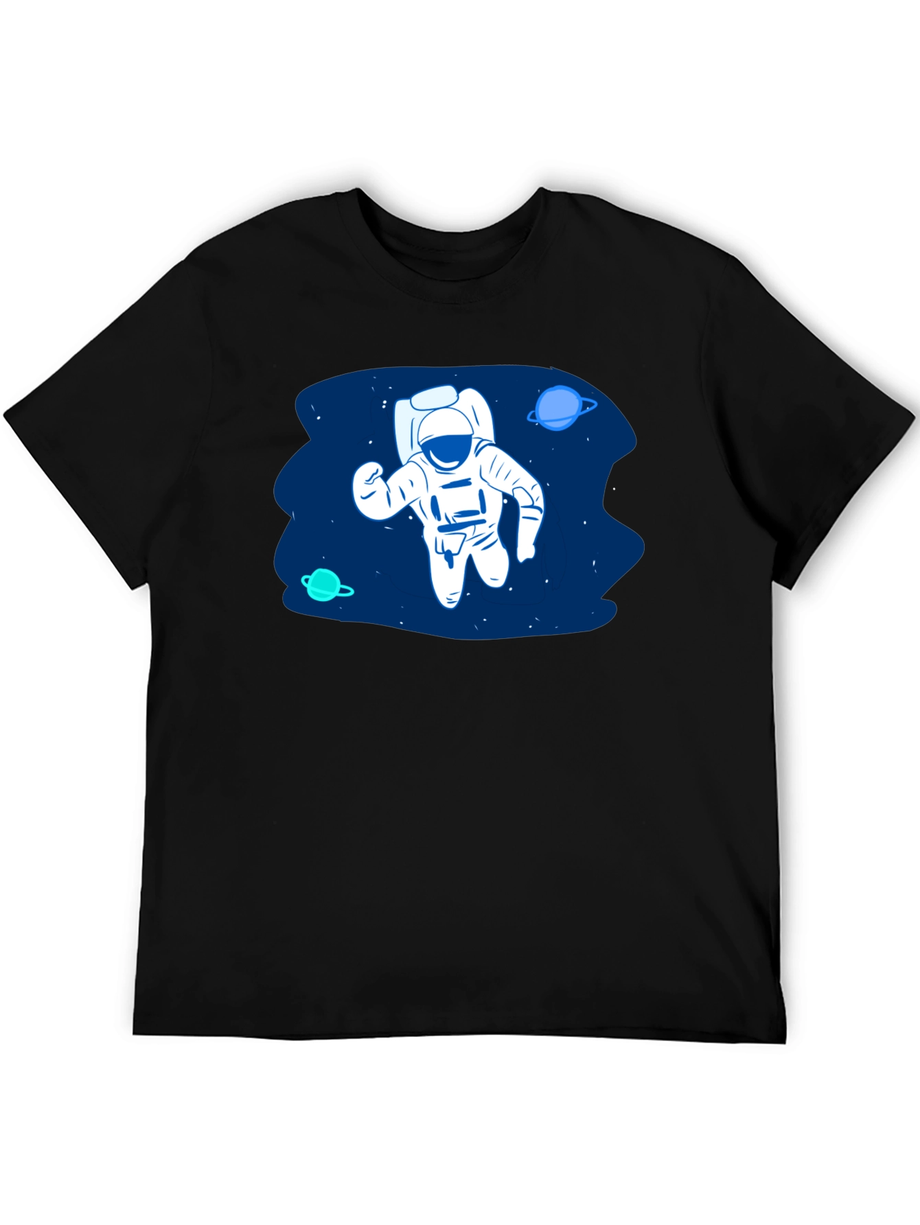 Astronaut in Space Black T-Shirt