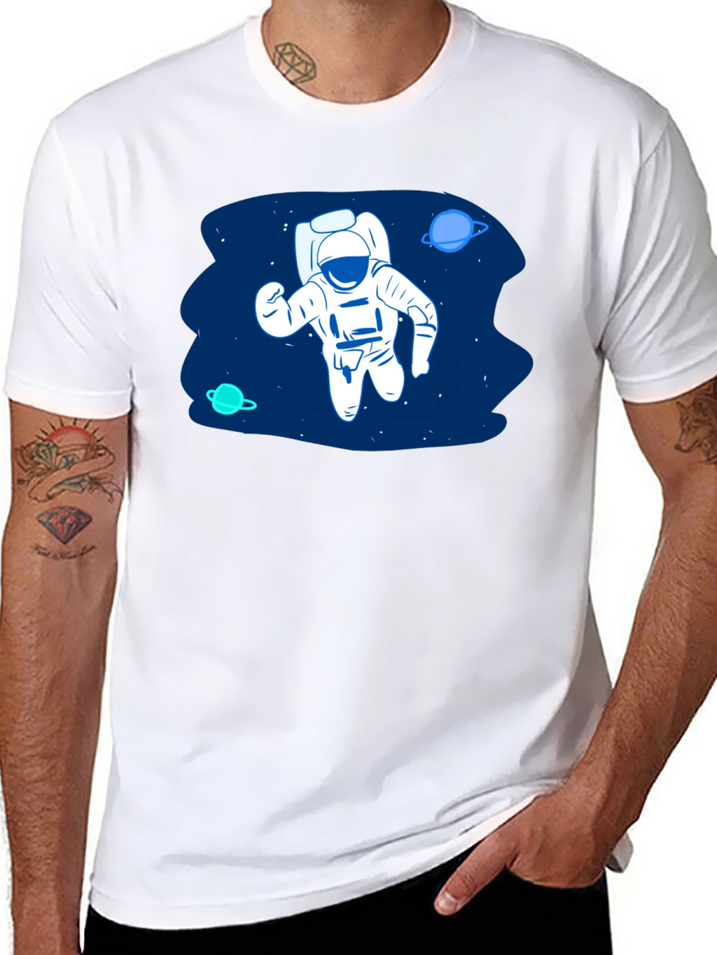 Astronaut in Space Black T-Shirt