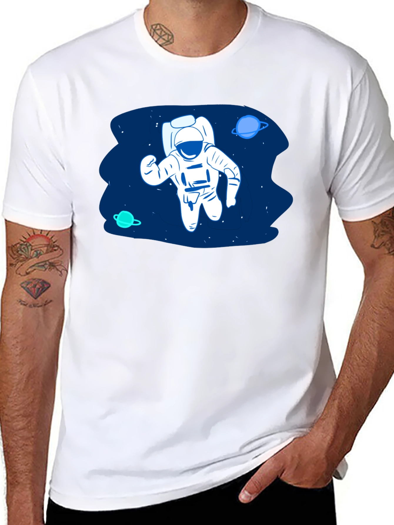 Astronaut in Space Black T-Shirt