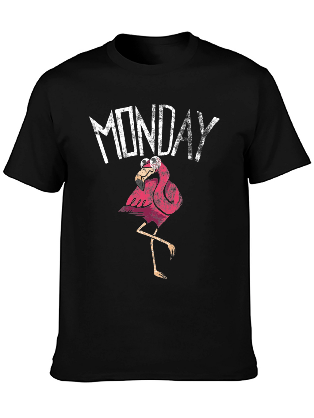Funny Monday Flamingo Graphic T-Shirt - Black
