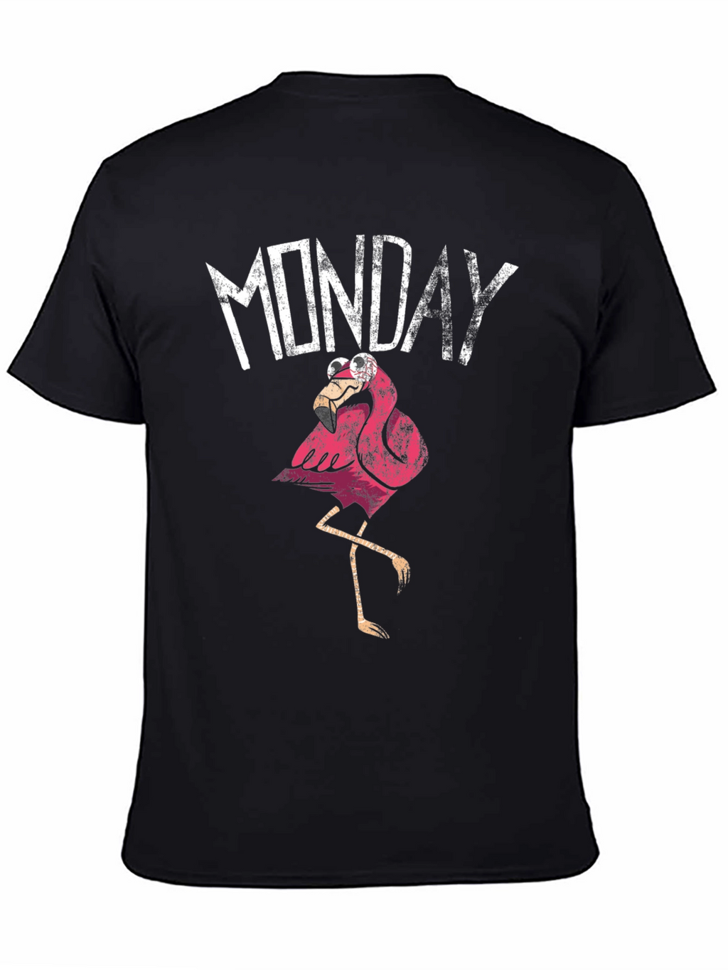 Funny Monday Flamingo Graphic T-Shirt - Black