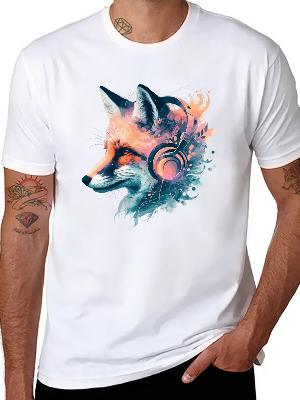 Fox with Headphones Graphic T-Shirt