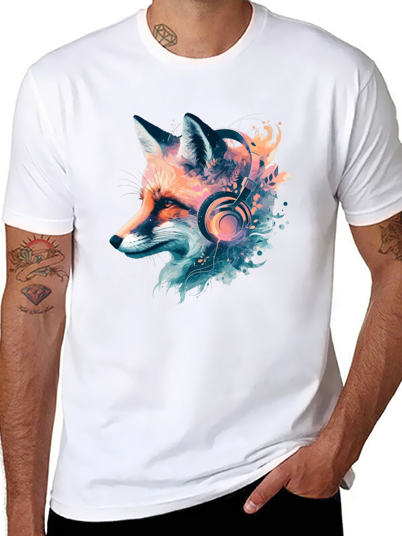 Fox with Headphones Graphic T-Shirt