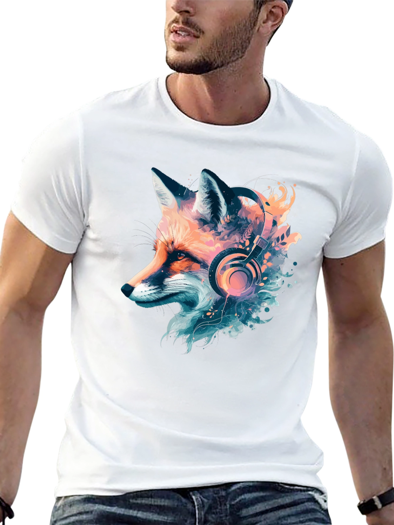 Fox with Headphones Graphic T-Shirt