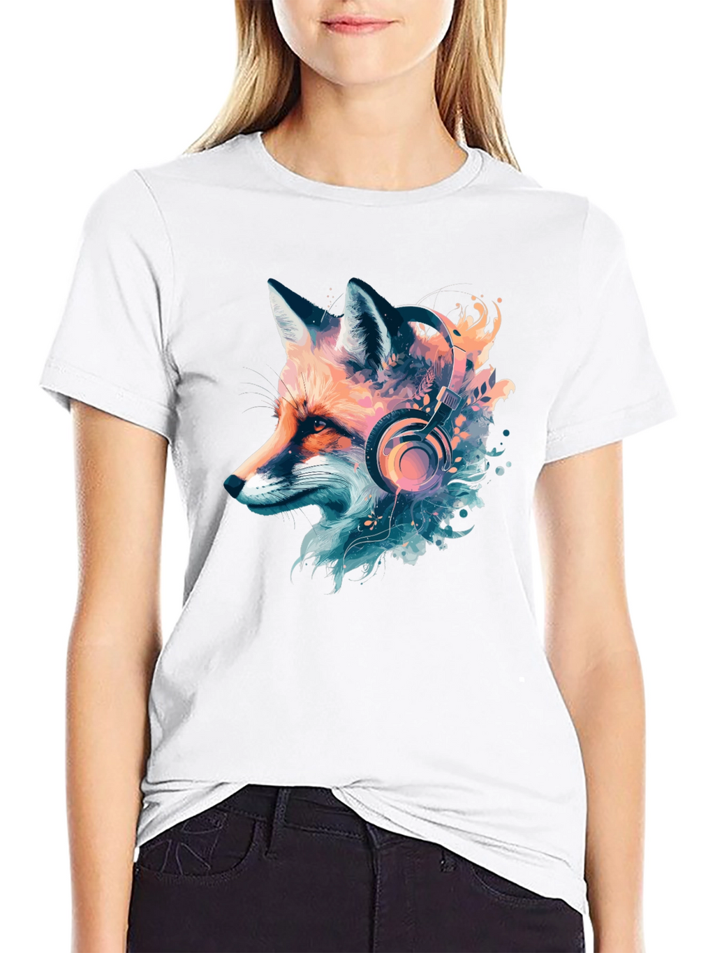 Fox with Headphones Graphic T-Shirt