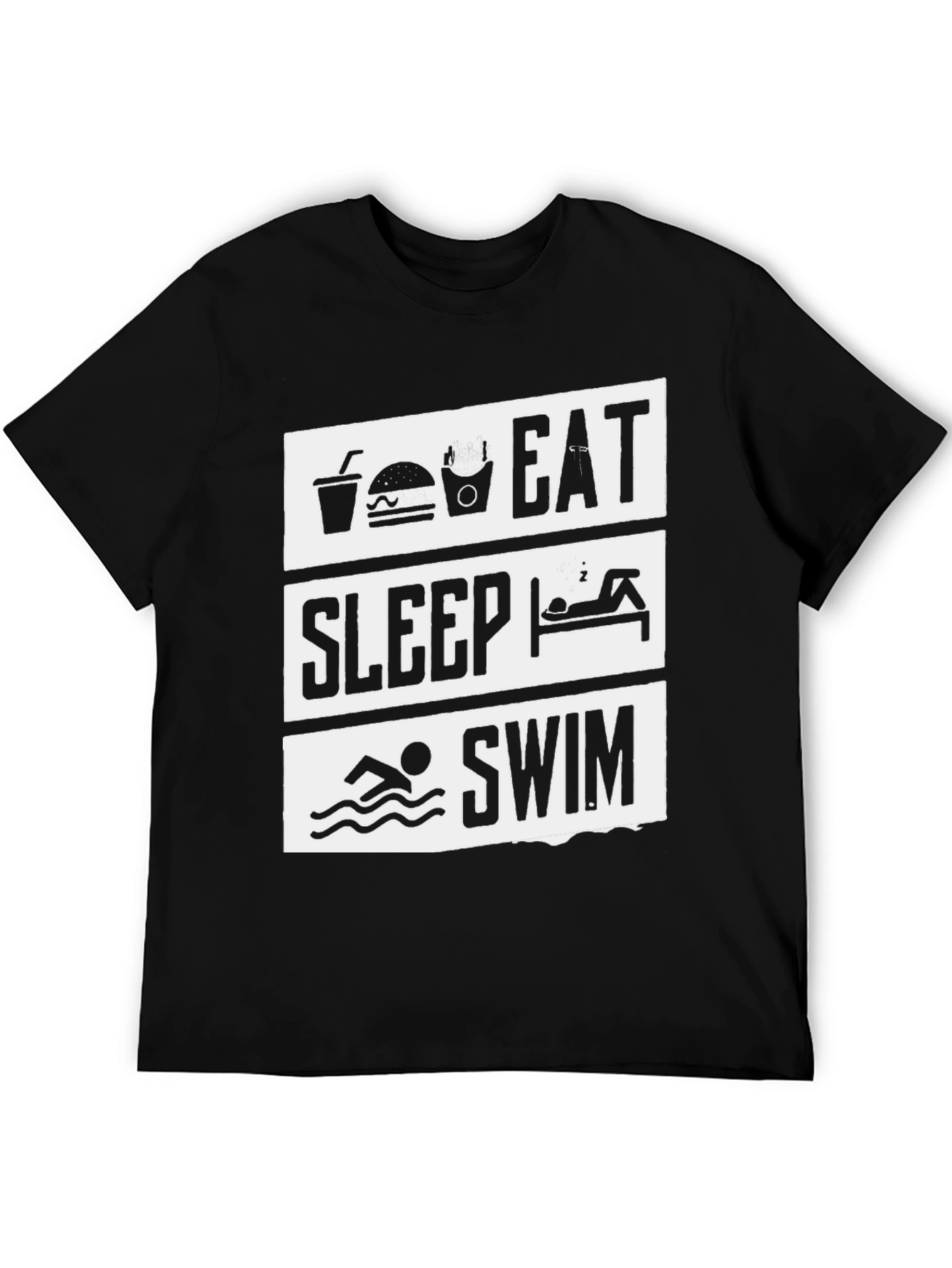 Eat Sleep Swim Black Graphic Tee