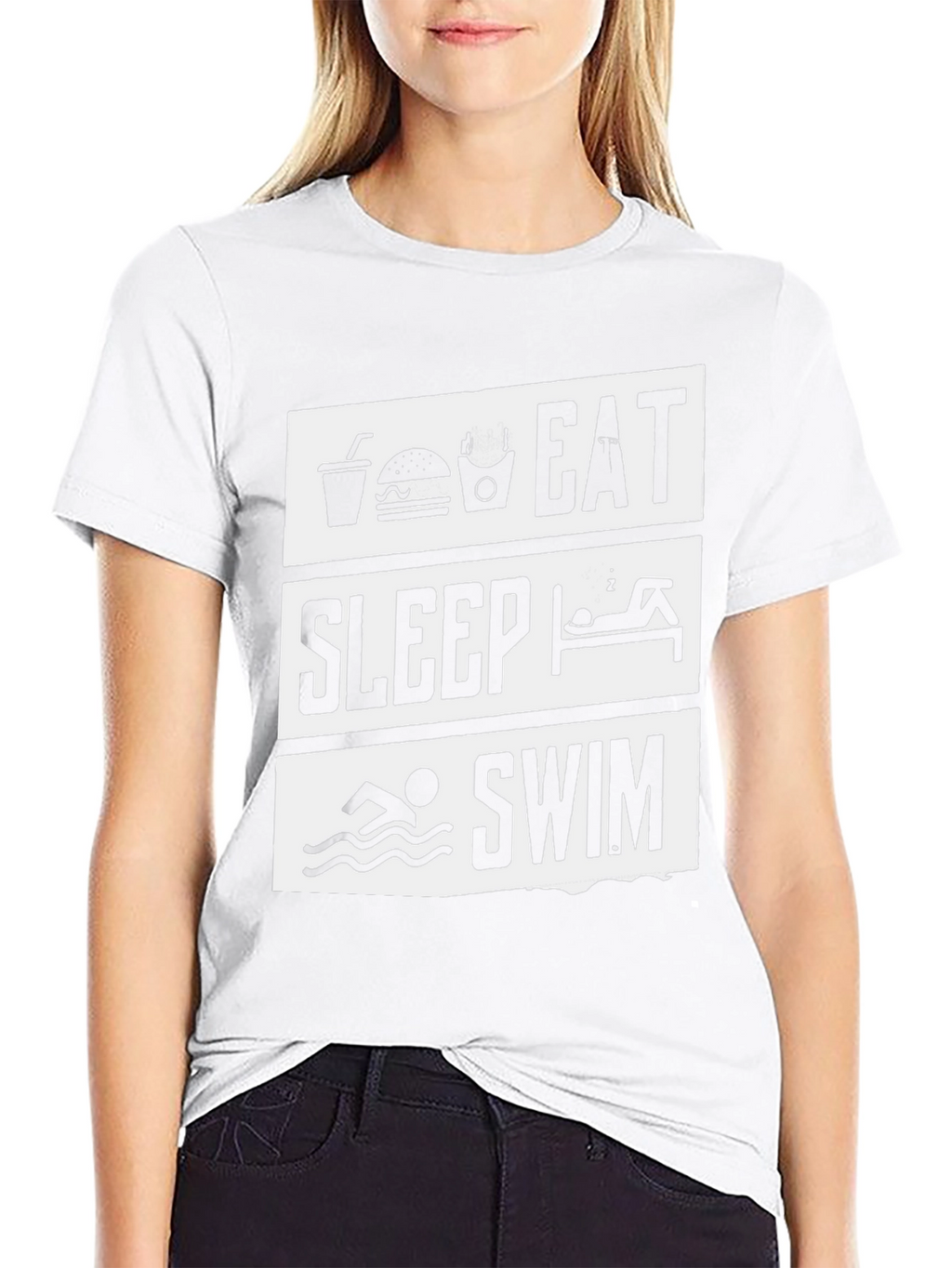 Eat Sleep Swim Black Graphic Tee