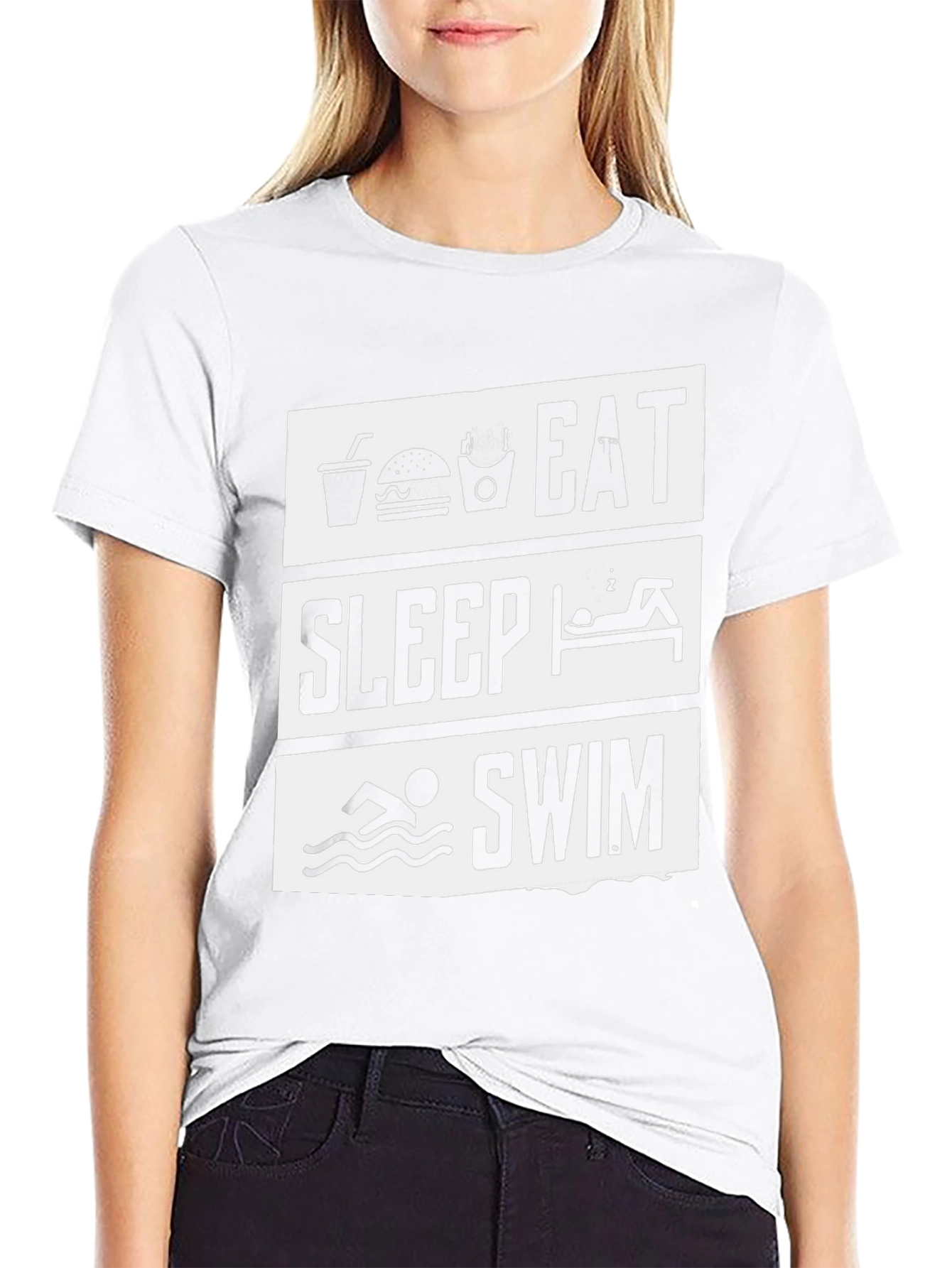 Eat Sleep Swim Black Graphic Tee