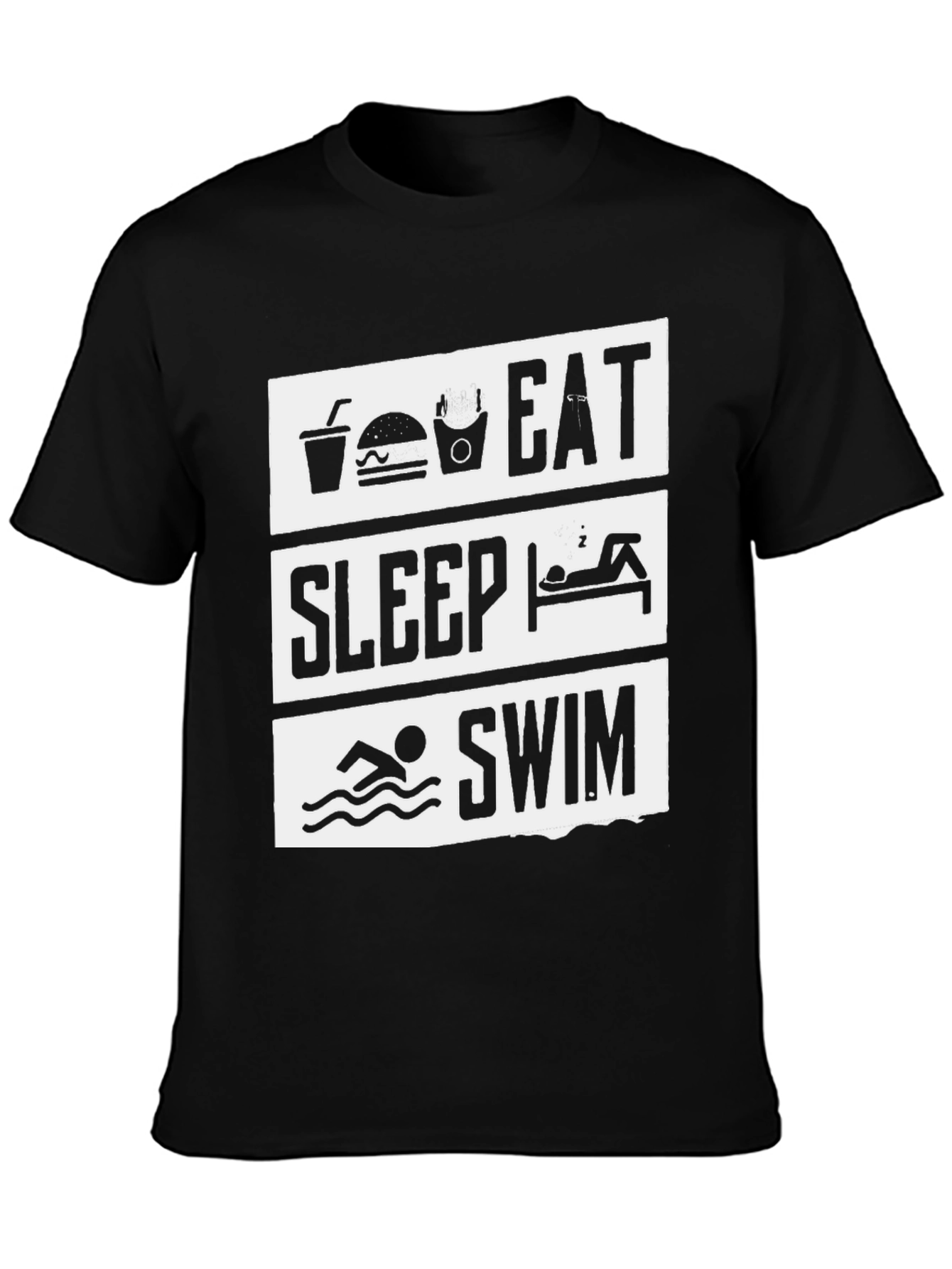 Eat Sleep Swim Black Graphic Tee