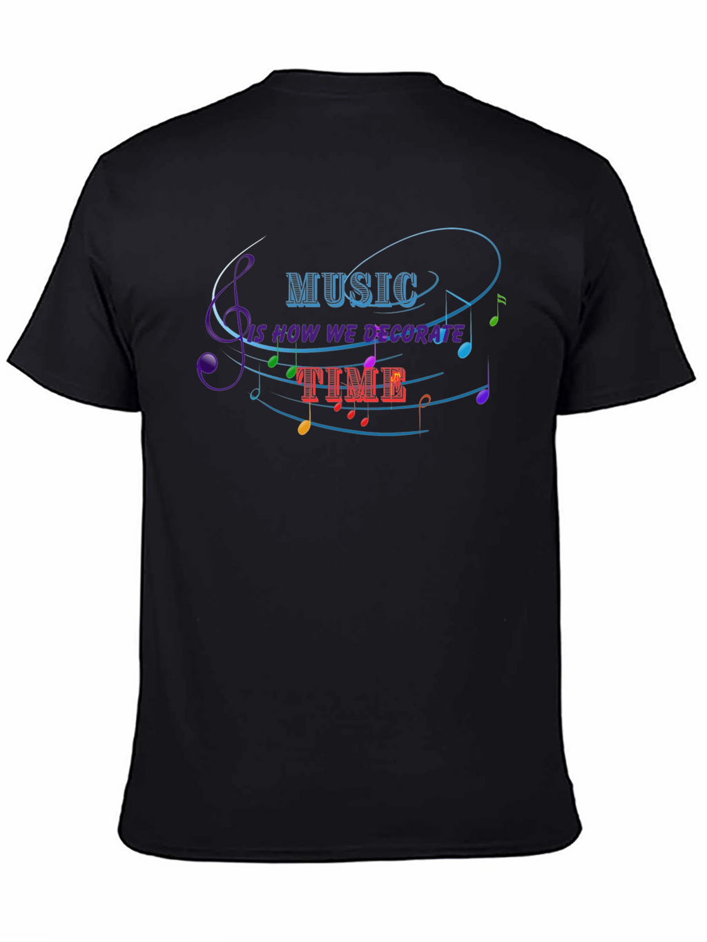 Music Decorate Time Black Graphic Tee