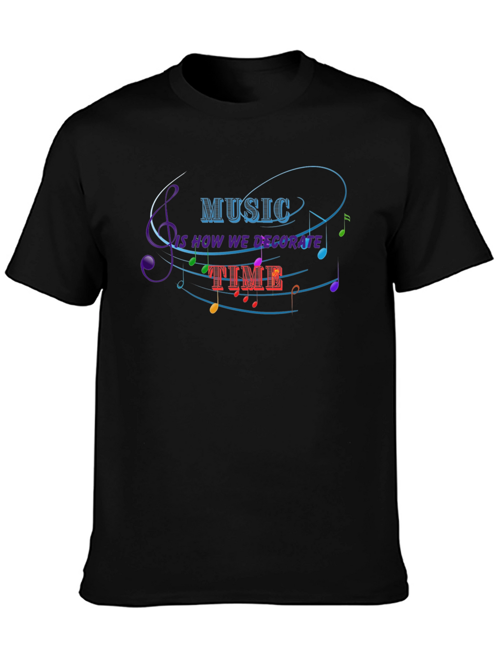 Music Decorate Time Black Graphic Tee
