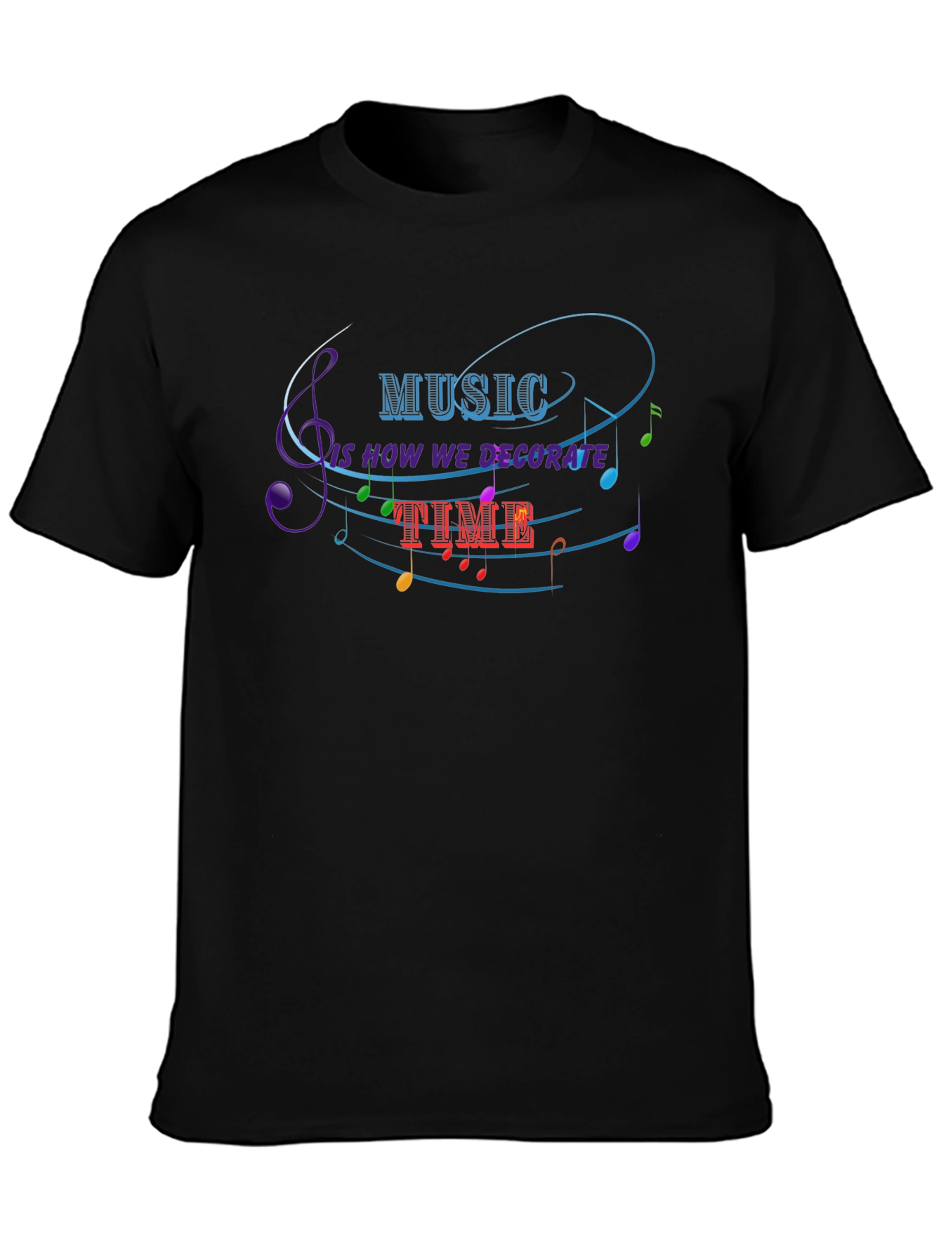 Music Decorate Time Black Graphic Tee