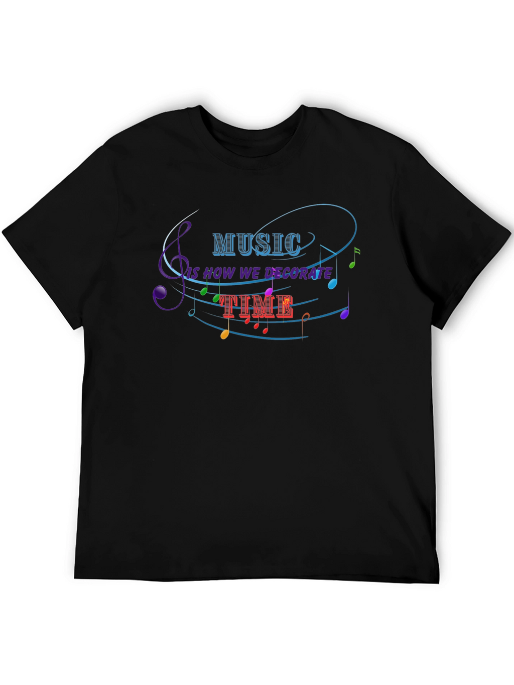 Music Decorate Time Black Graphic Tee