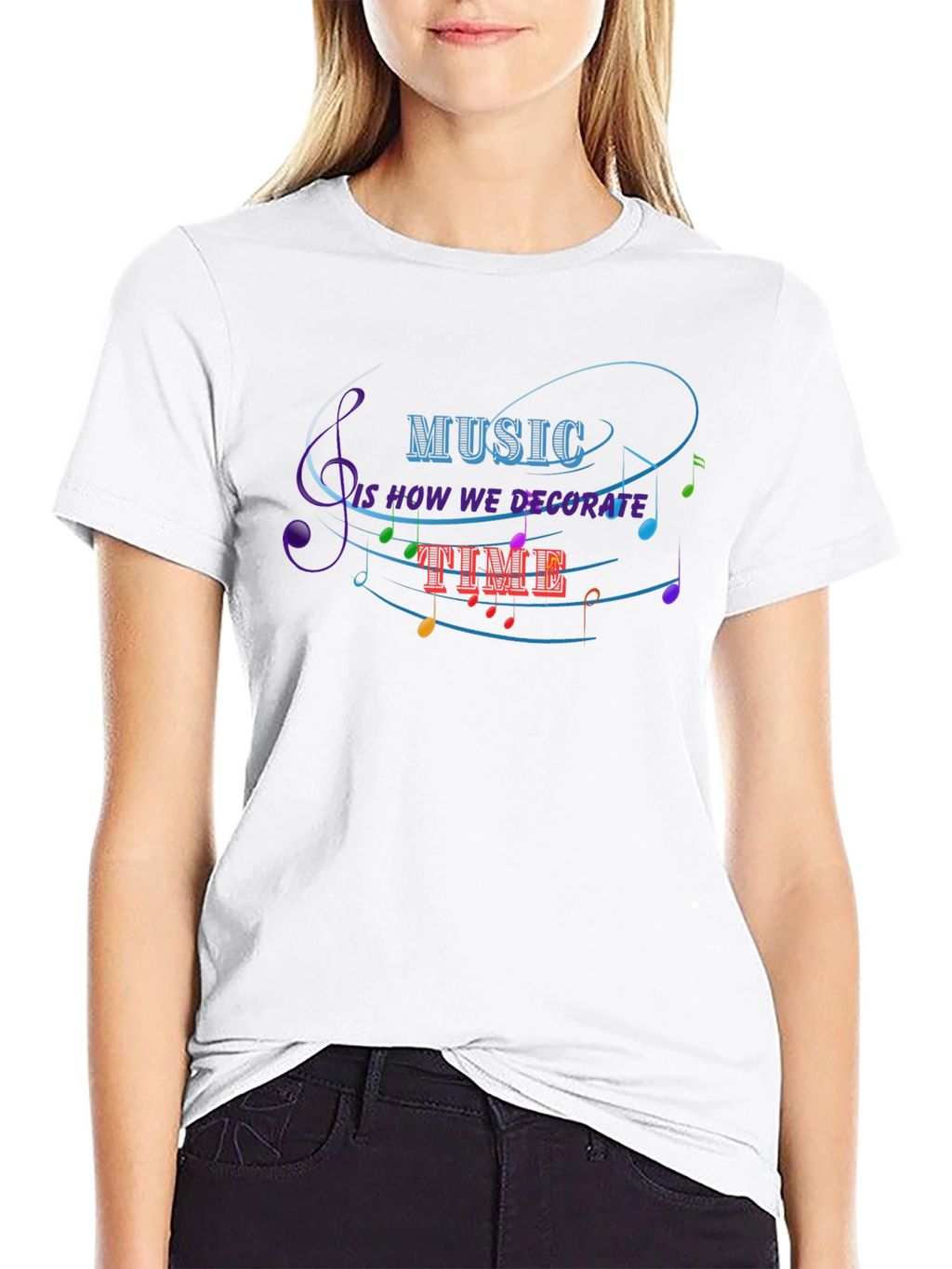 Music Decorate Time Black Graphic Tee