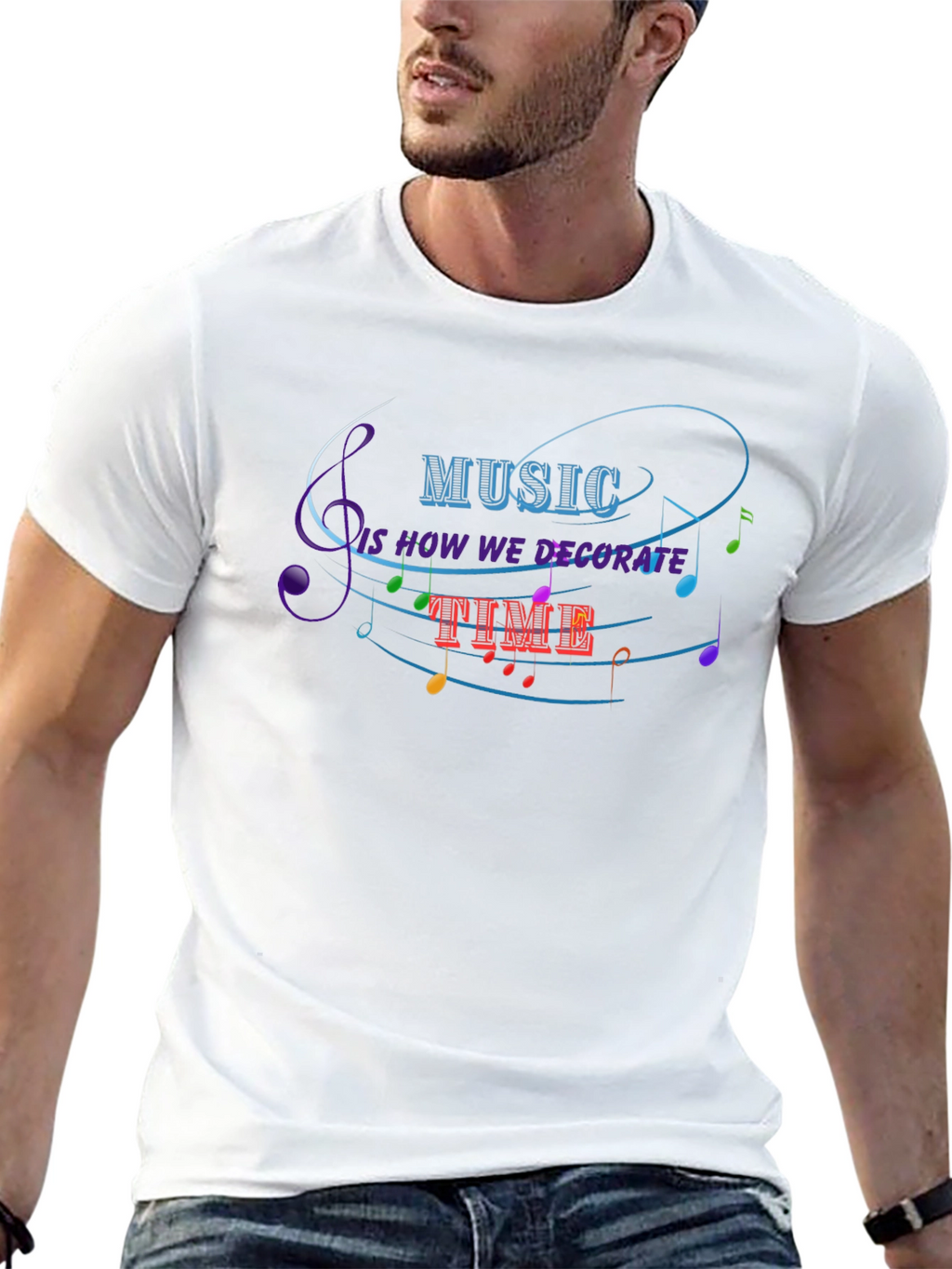 Music Decorate Time Black Graphic Tee