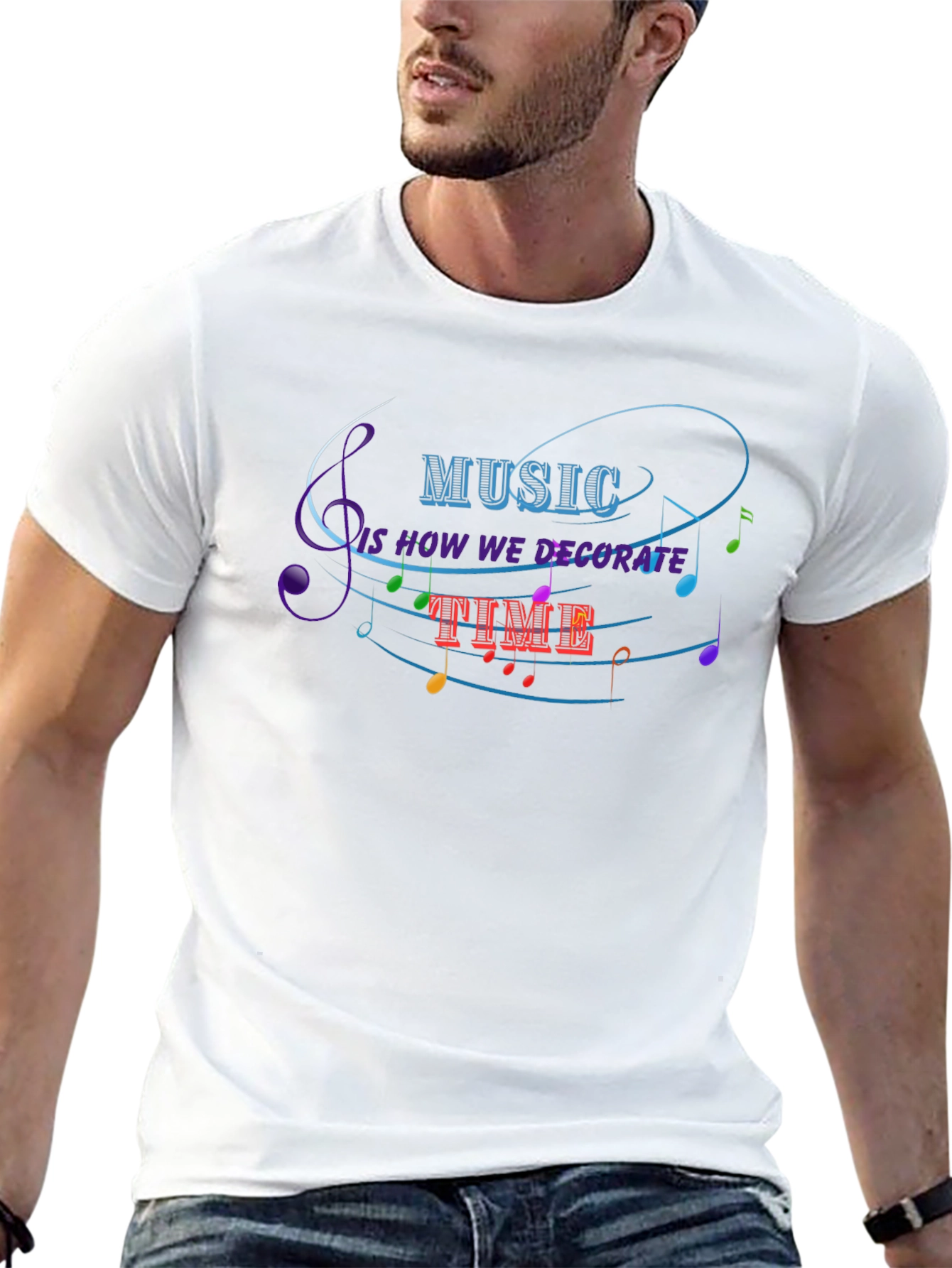 Music Decorate Time Black Graphic Tee