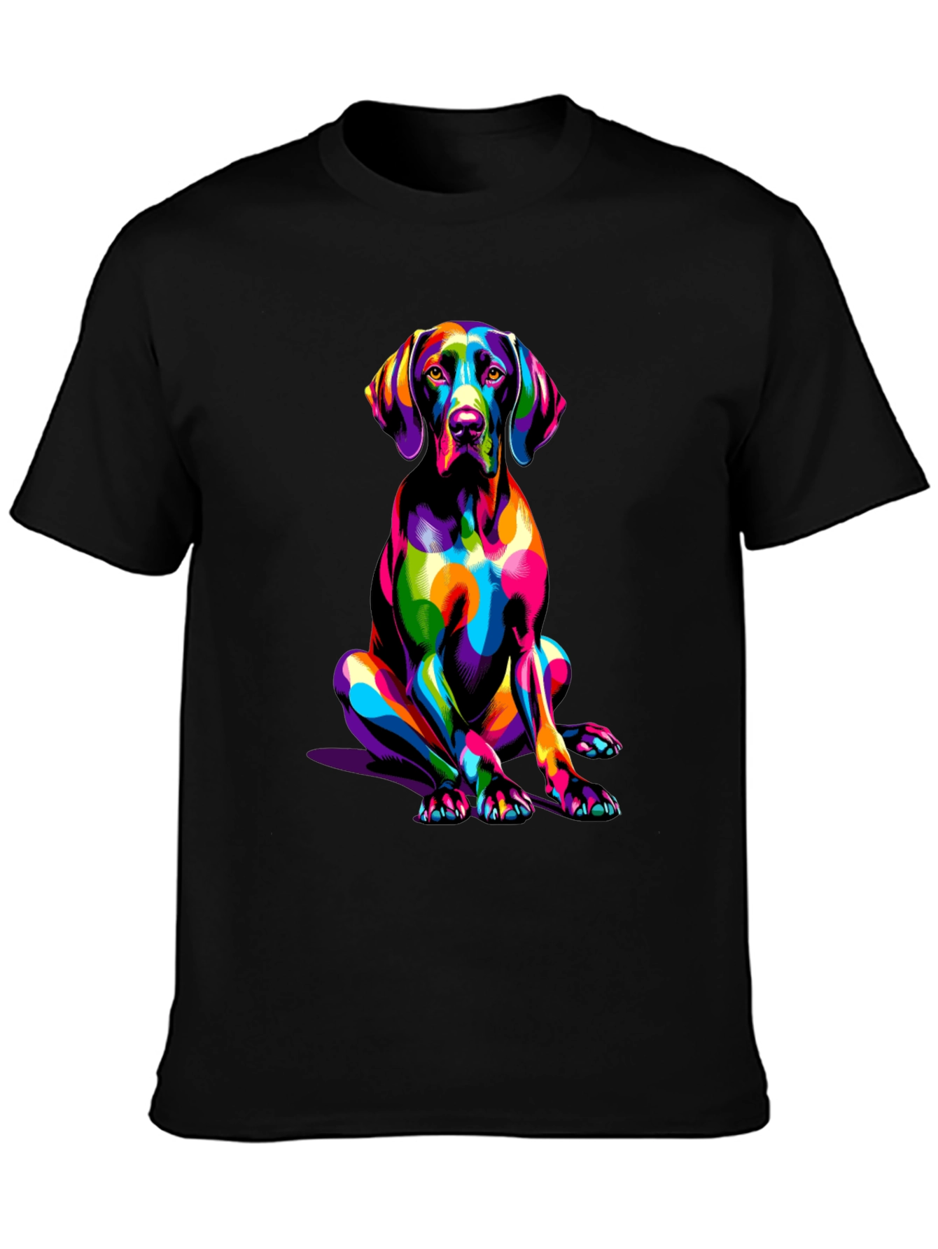Vibrant Dog Graphic T-Shirt - Unique Colorful Design