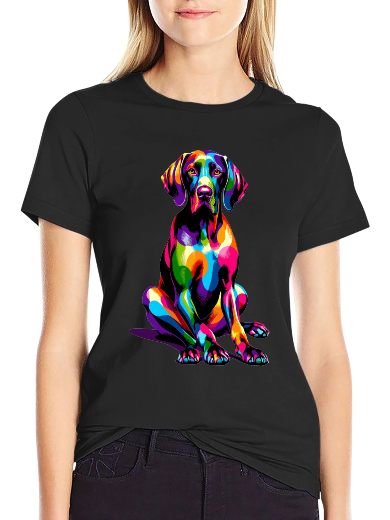 Vibrant Dog Graphic T-Shirt - Unique Colorful Design