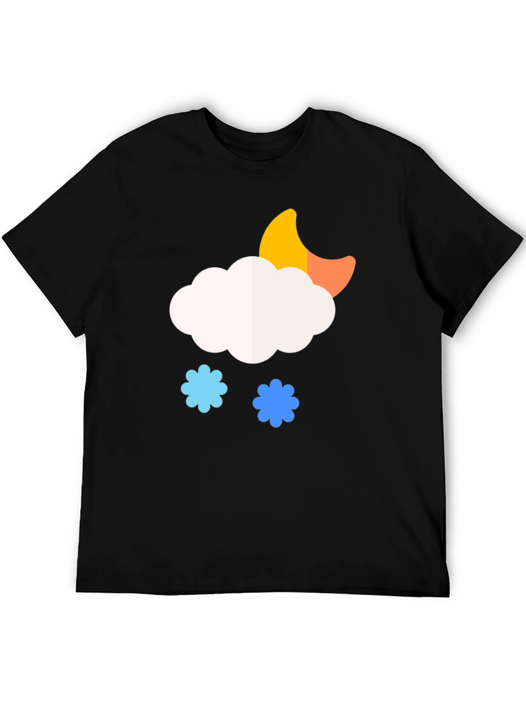 Whimsical Weather Tee: Cloud Moon and Snow T-Shirt