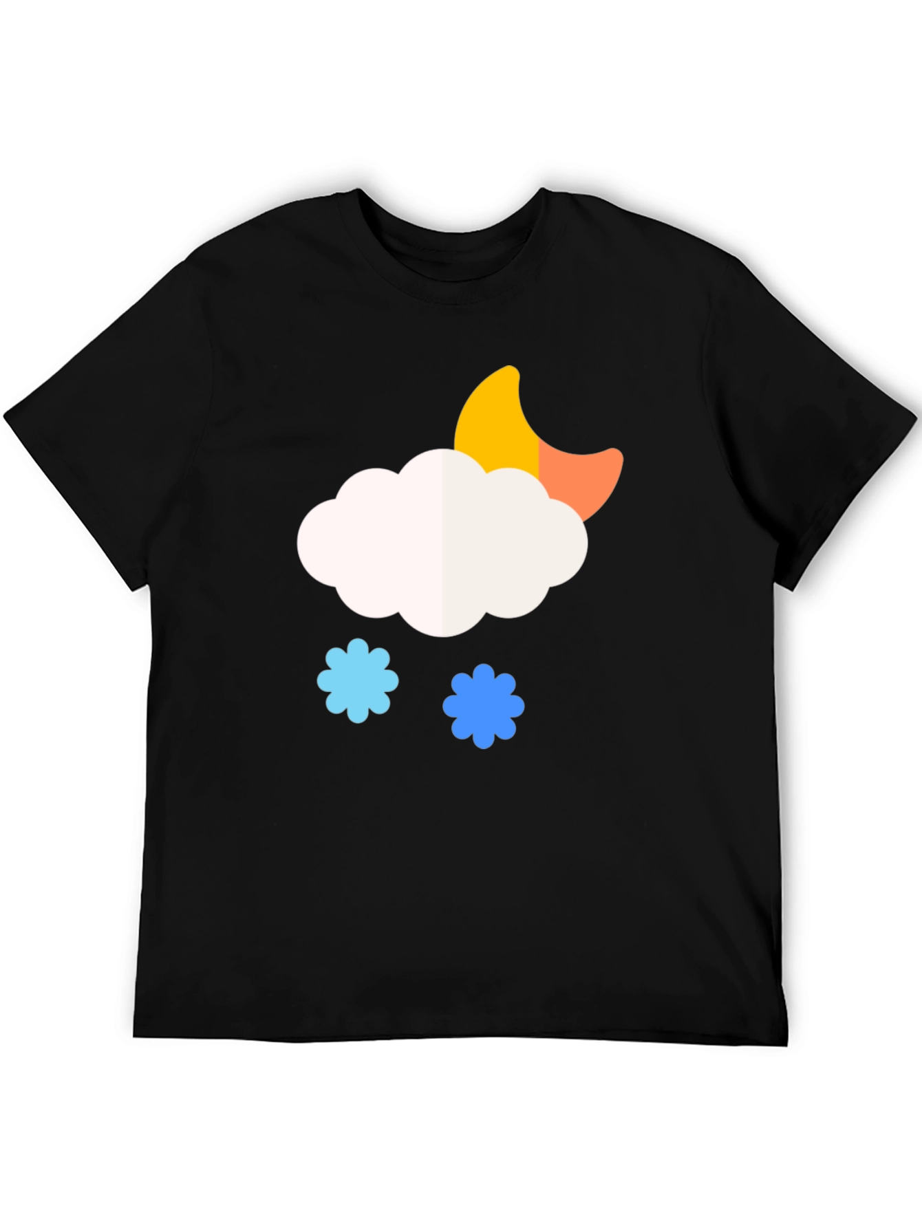 Whimsical Weather Tee: Cloud Moon and Snow T-Shirt