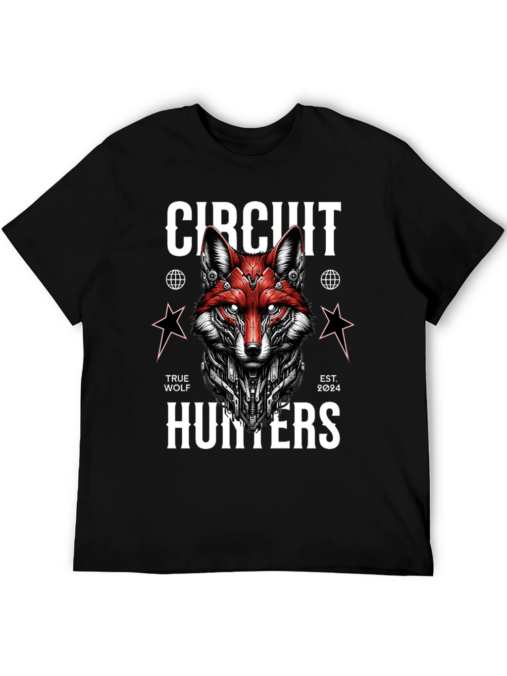 Circuit Hunters Graphic Tee - Cyberpunk Fox T-Shirt