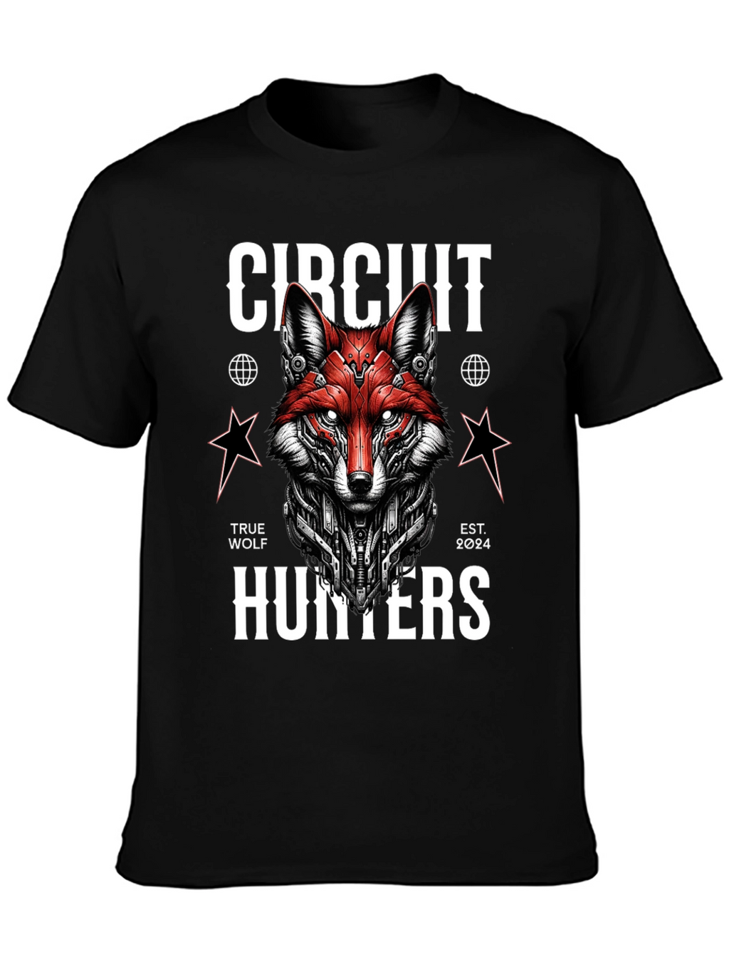Circuit Hunters Graphic Tee - Cyberpunk Fox T-Shirt
