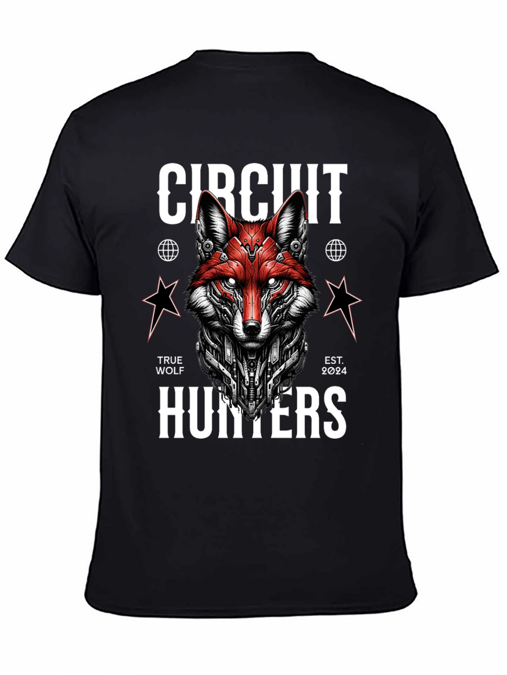 Circuit Hunters Graphic Tee - Cyberpunk Fox T-Shirt