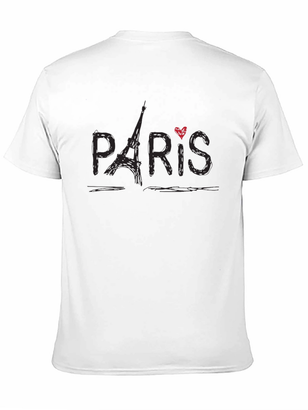 Paris Eiffel Tower Heart Graphic Black T-Shirt