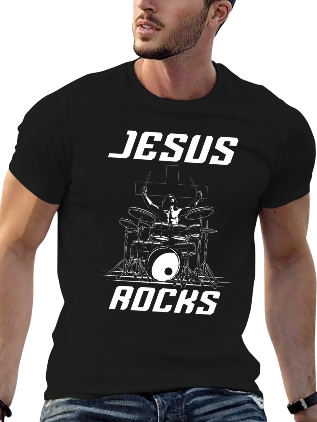Jesus Rocks Black T-Shirt