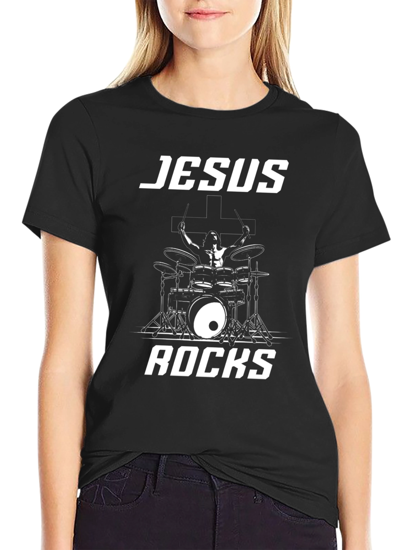 Jesus Rocks Black T-Shirt