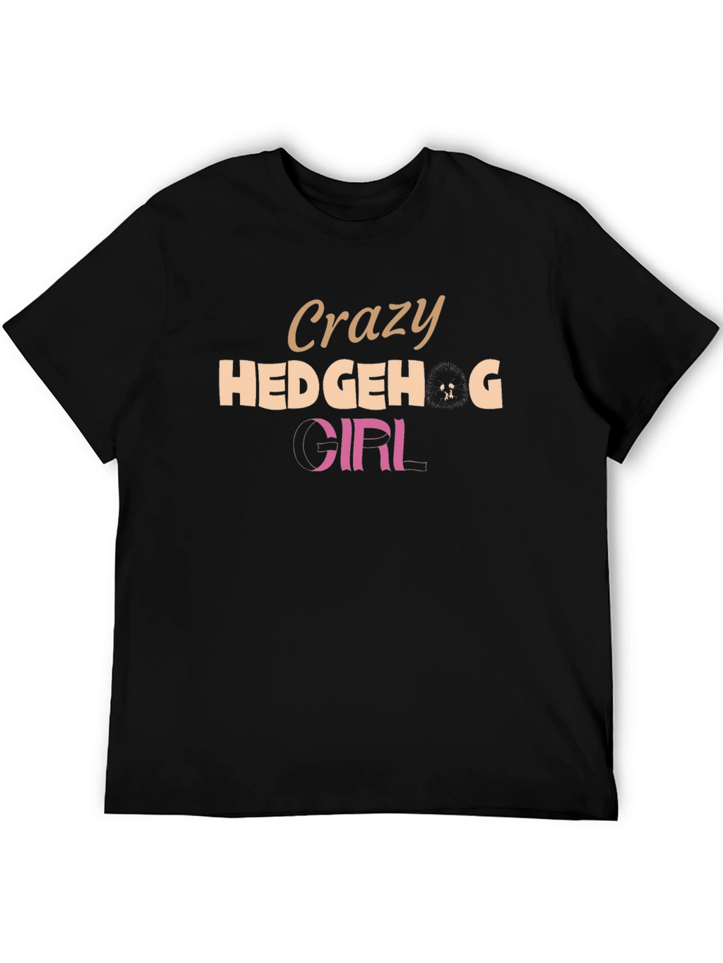 Crazy Hedgehog Girl Black T-Shirt