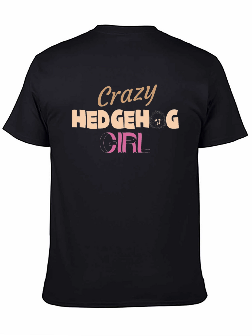 Crazy Hedgehog Girl Black T-Shirt