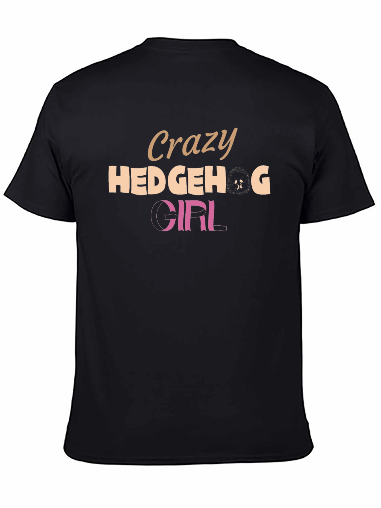 Crazy Hedgehog Girl Black T-Shirt