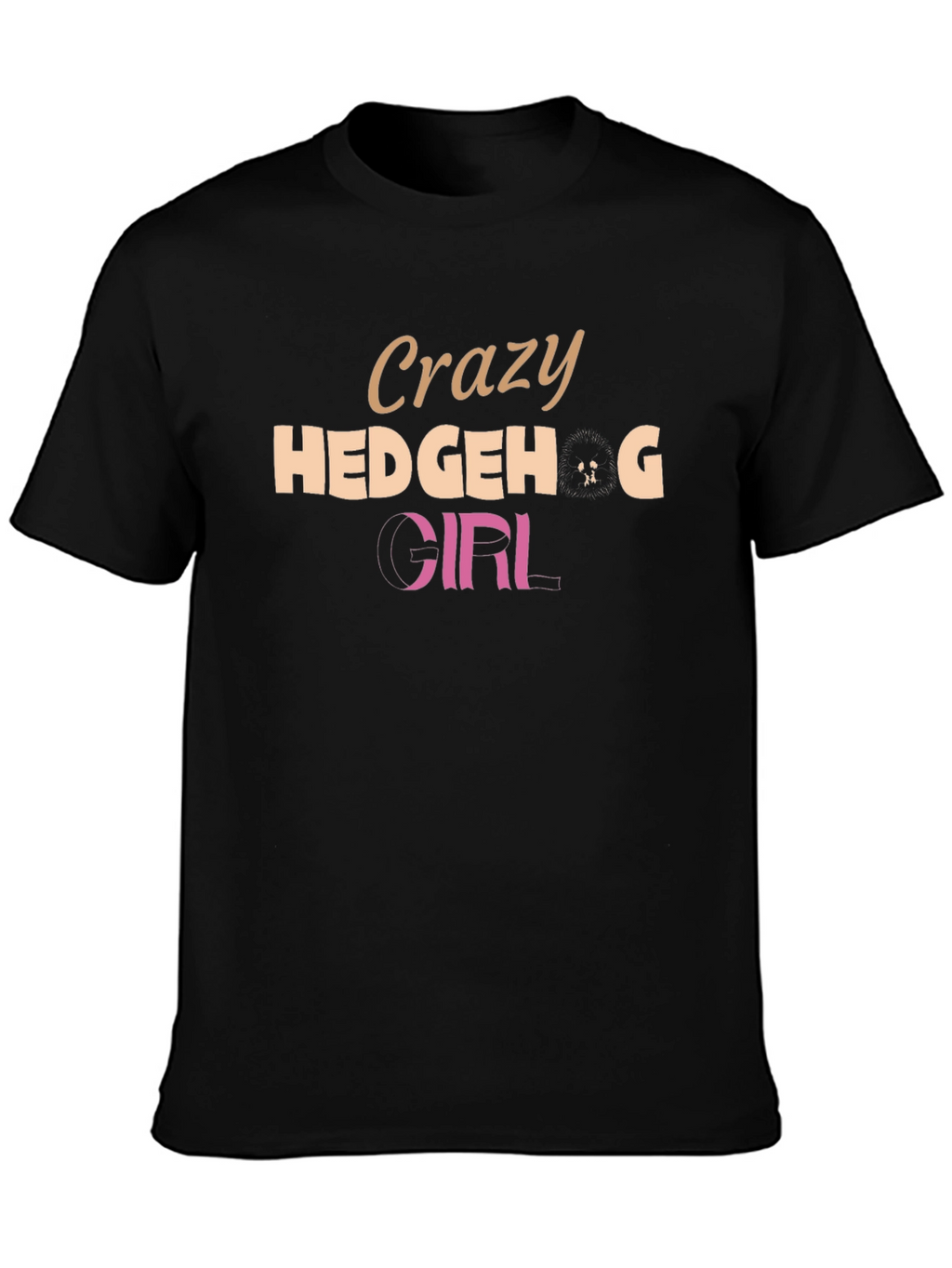 Crazy Hedgehog Girl Black T-Shirt