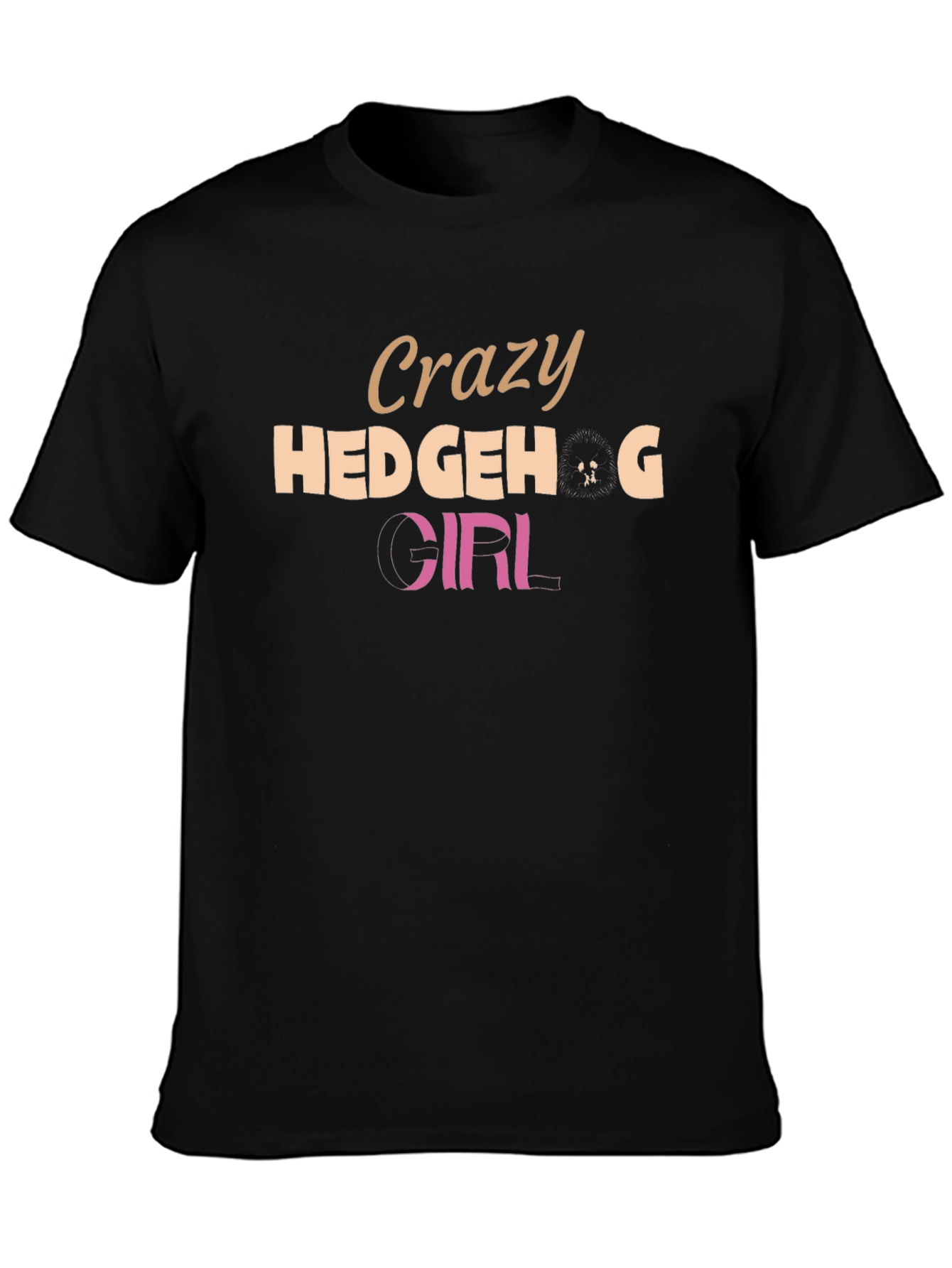 Crazy Hedgehog Girl Black T-Shirt