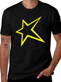 Black T-Shirt with Yellow Star Graphic