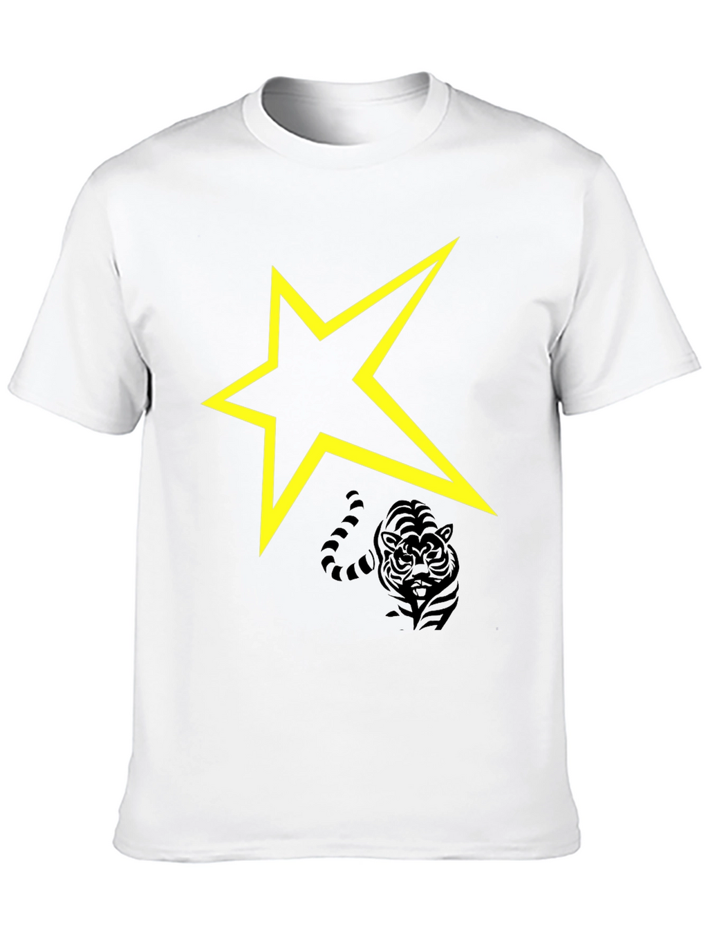 Black T-Shirt with Yellow Star Graphic
