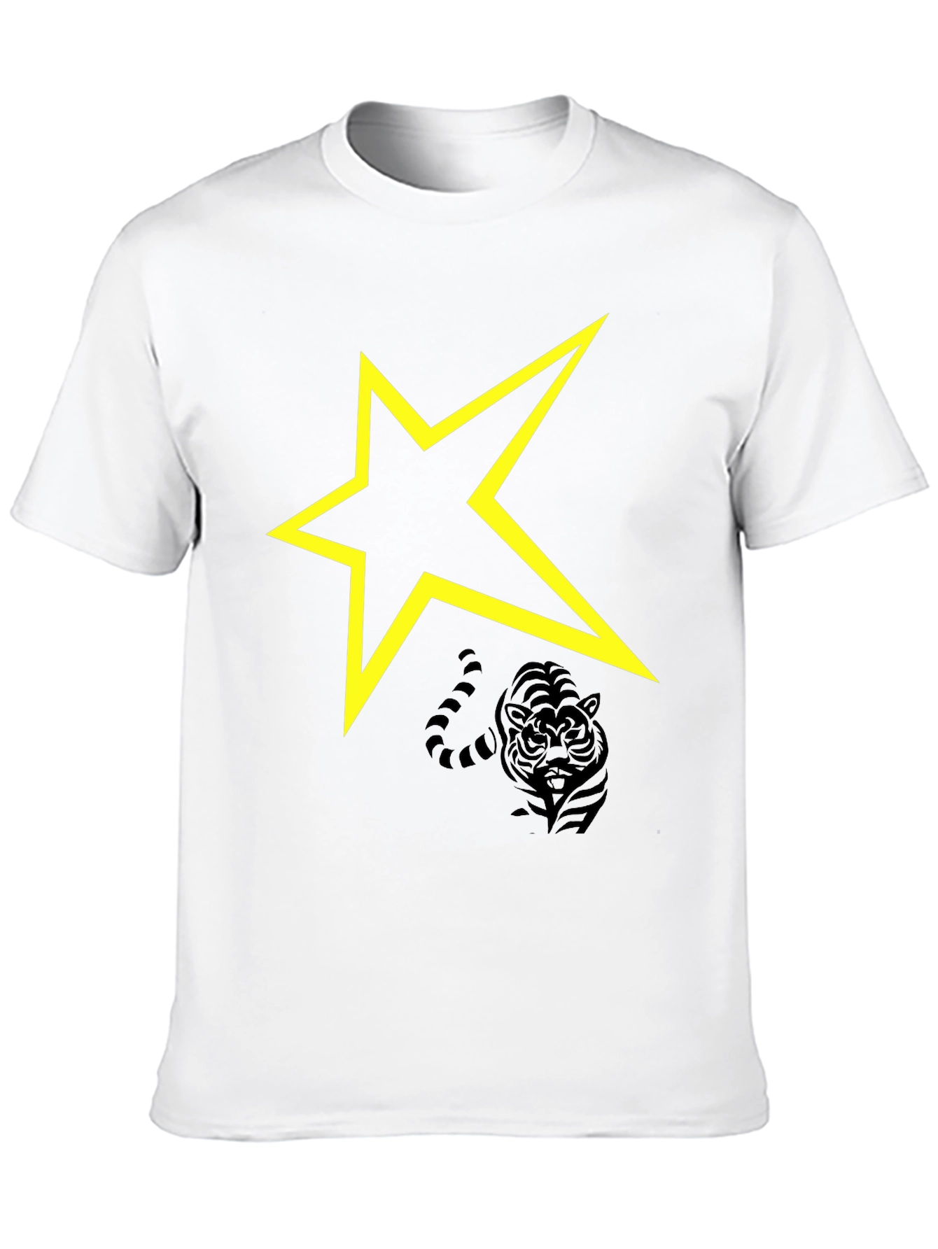 Black T-Shirt with Yellow Star Graphic