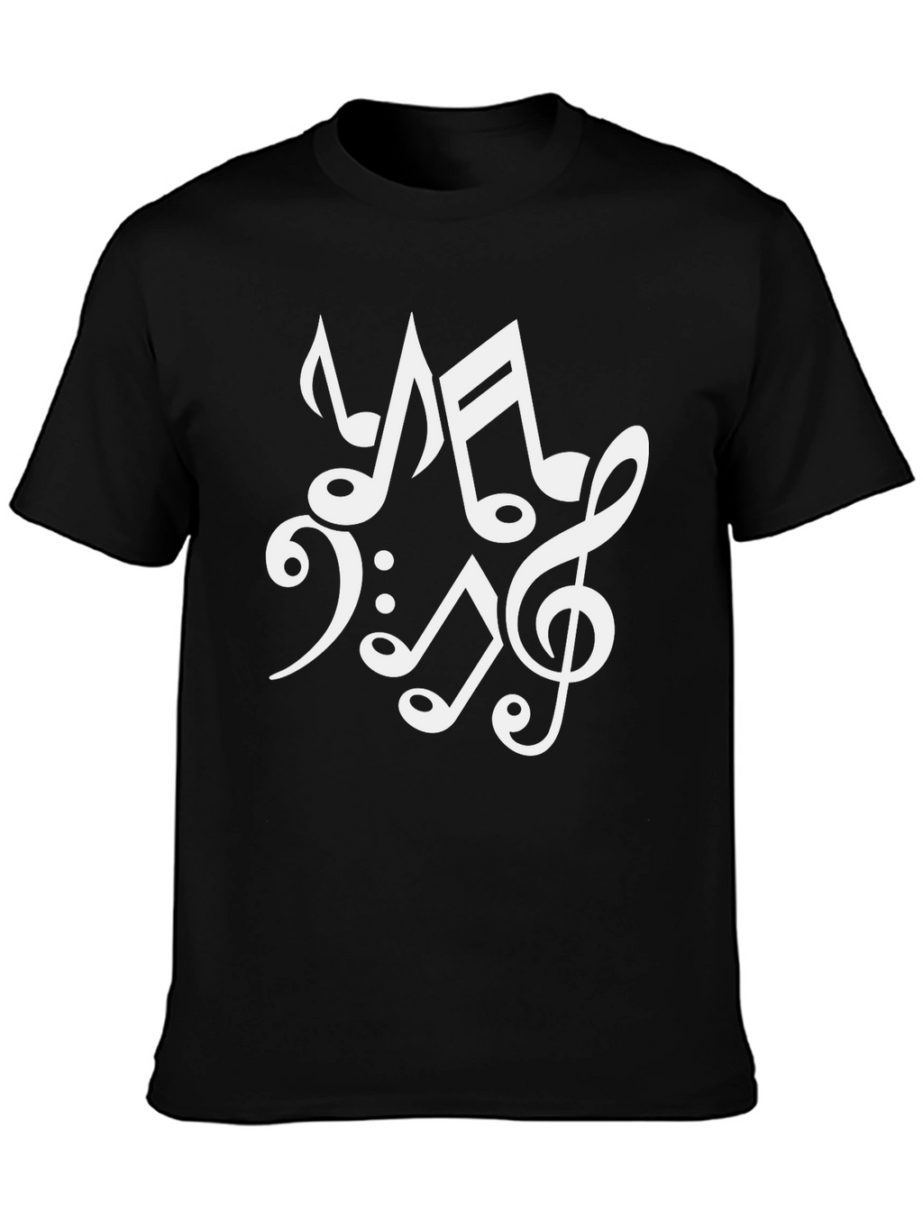 Music Notes Graphic Print Black T-Shirt