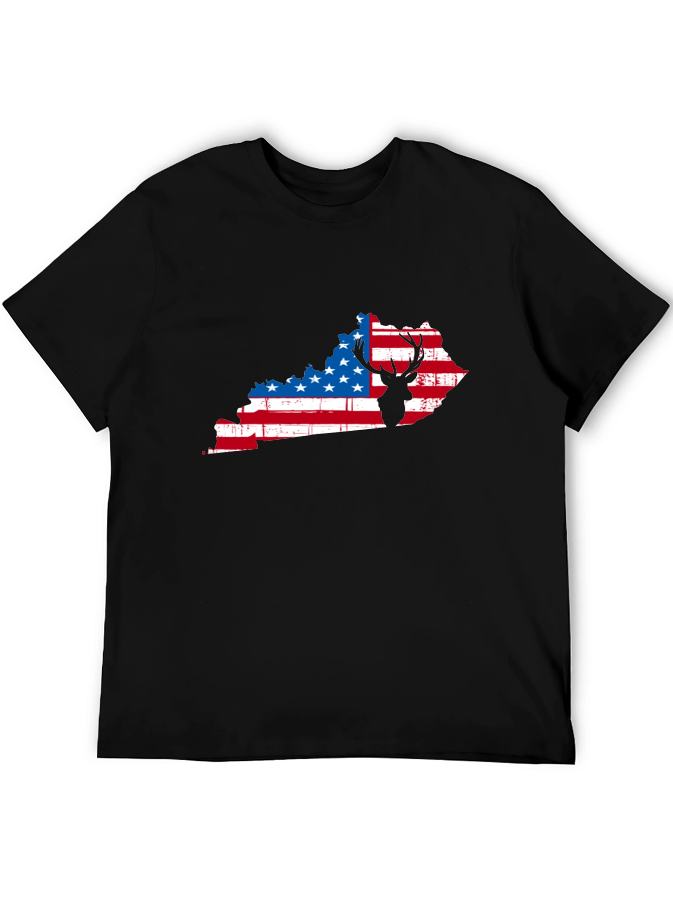 Patriotic Kentucky Deer Black T-Shirt