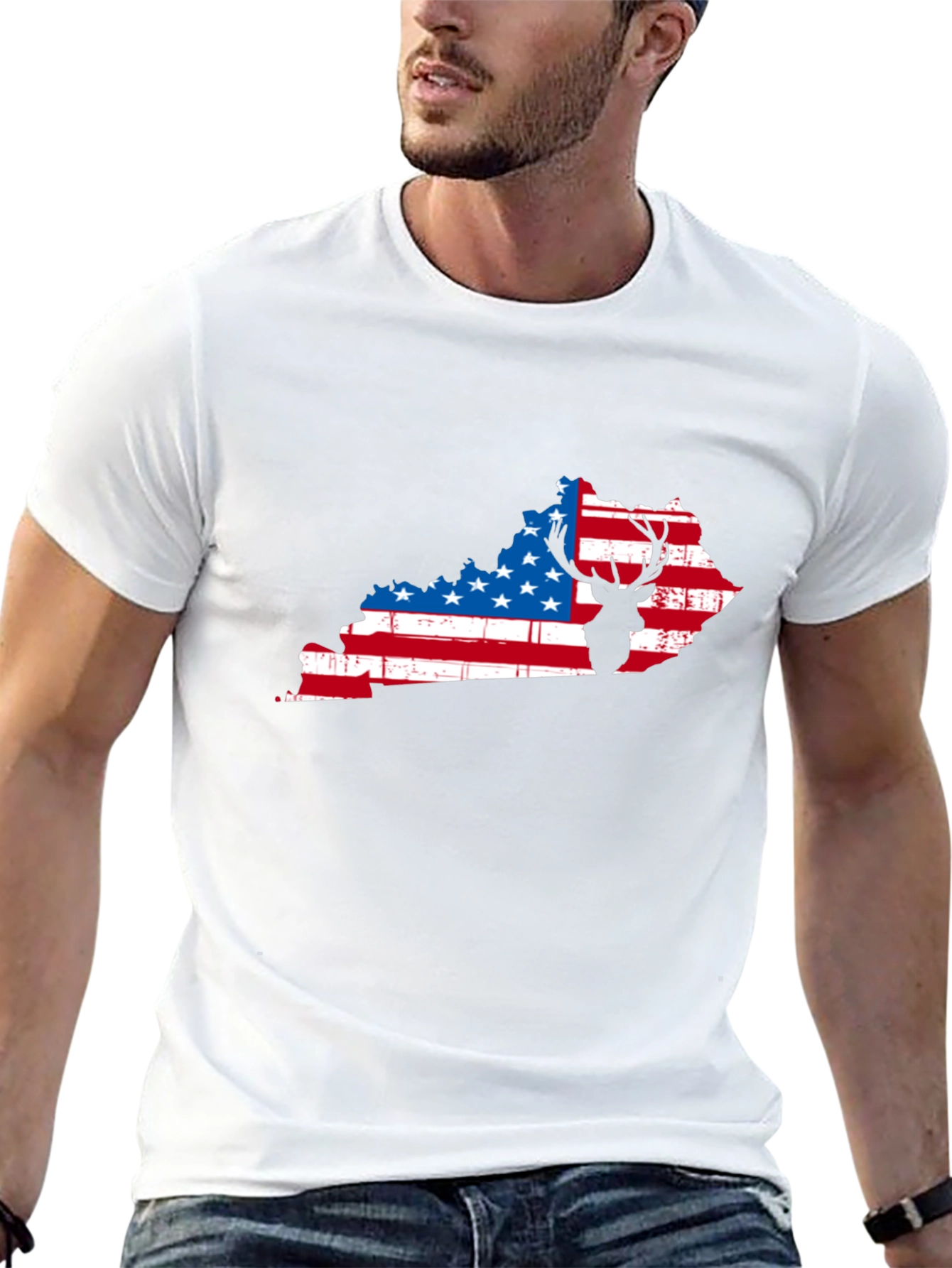 Patriotic Kentucky Deer Black T-Shirt