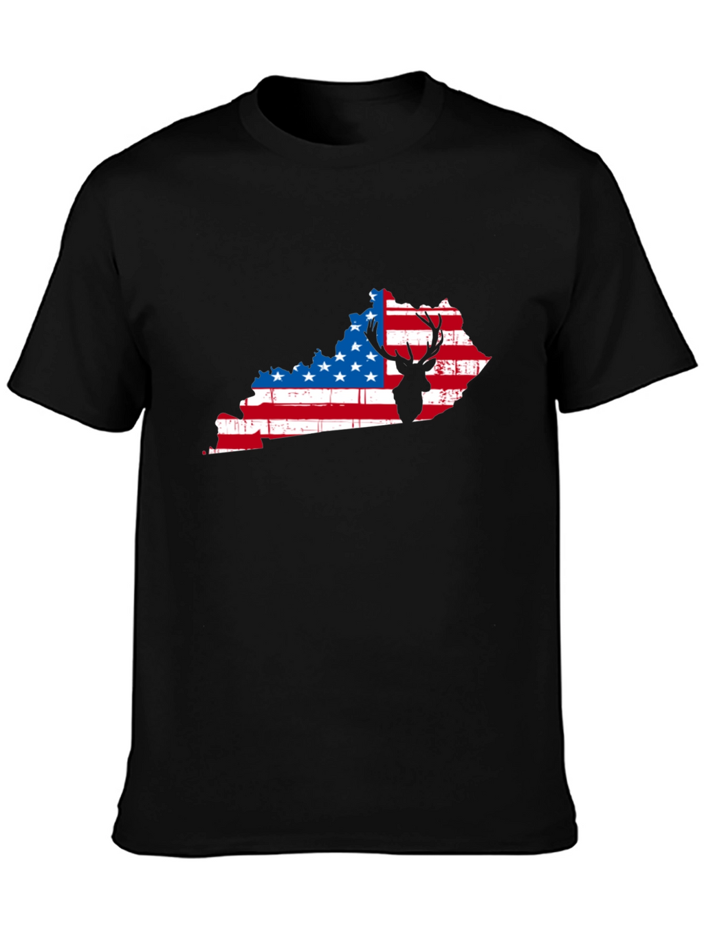 Patriotic Kentucky Deer Black T-Shirt