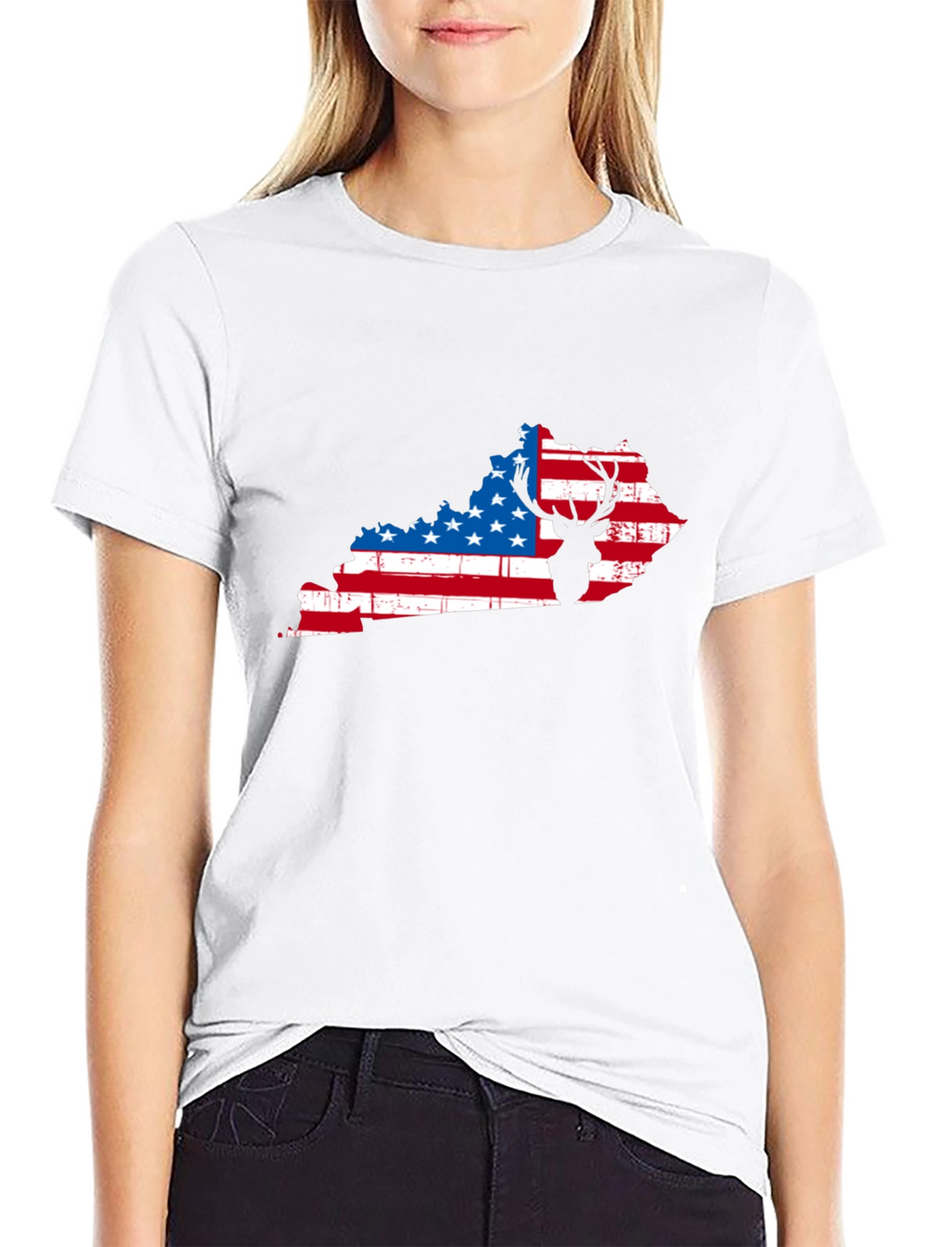 Patriotic Kentucky Deer Black T-Shirt