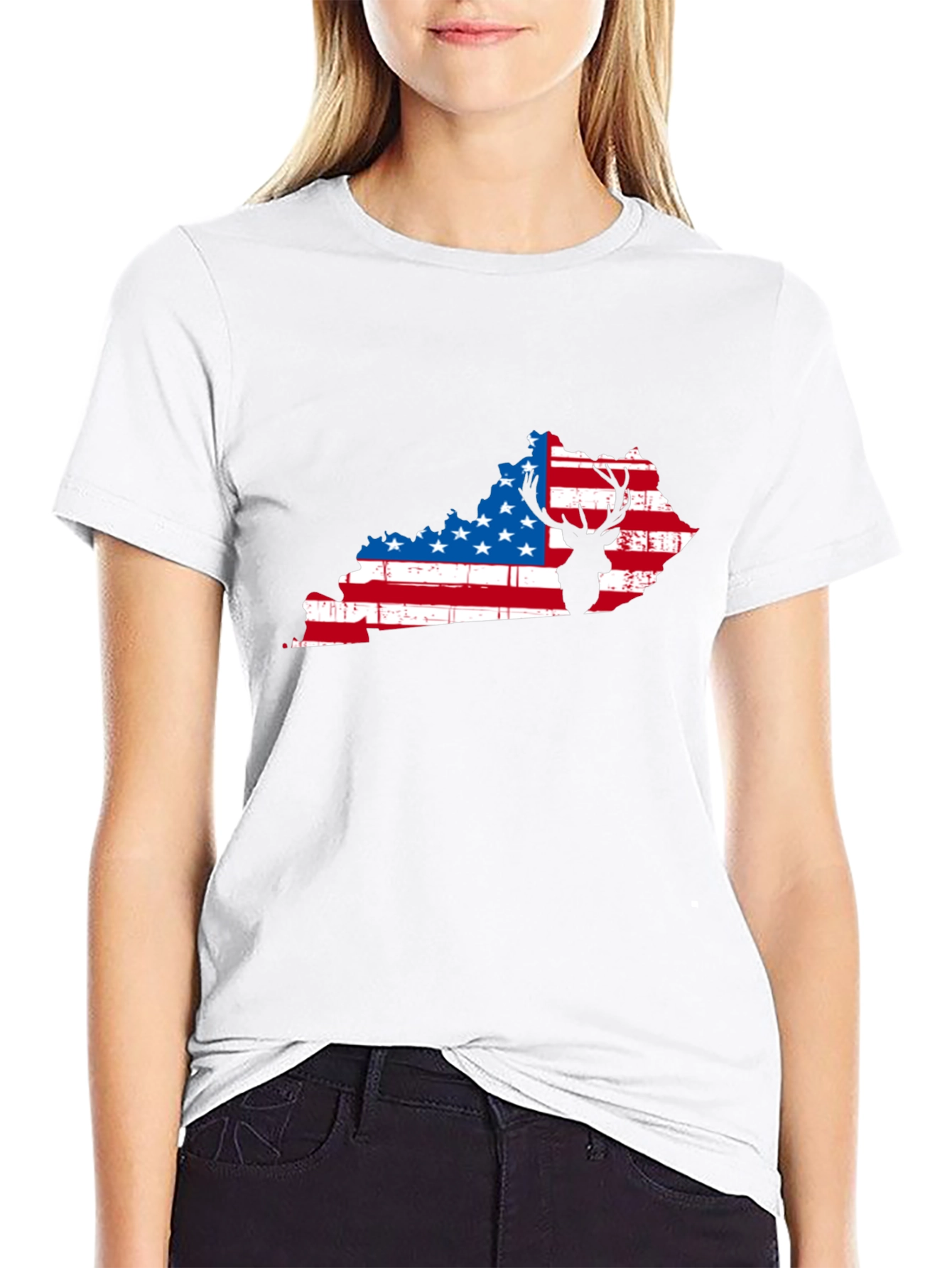 Patriotic Kentucky Deer Black T-Shirt