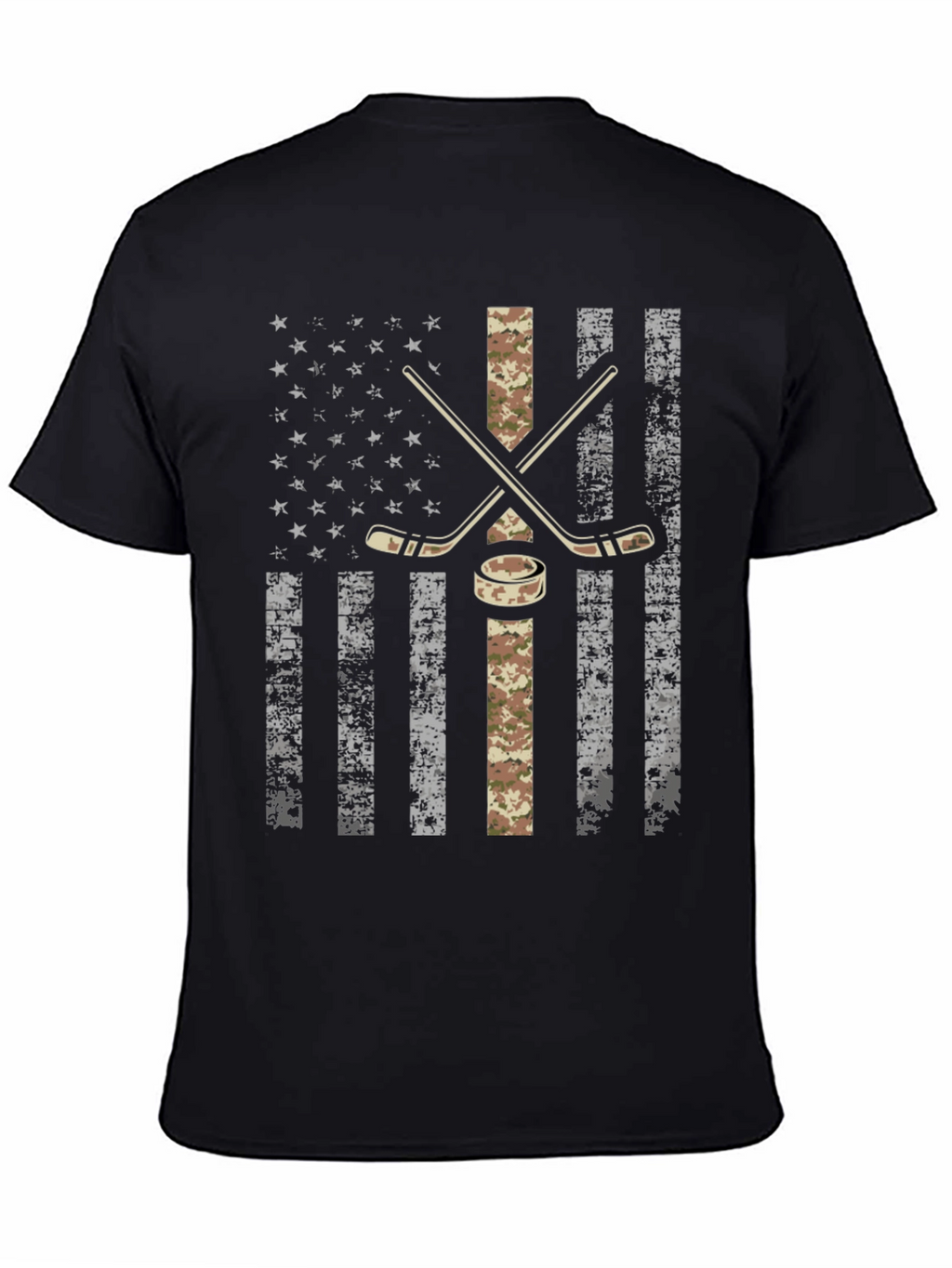 American Flag Hockey T-Shirt - Camo Design
