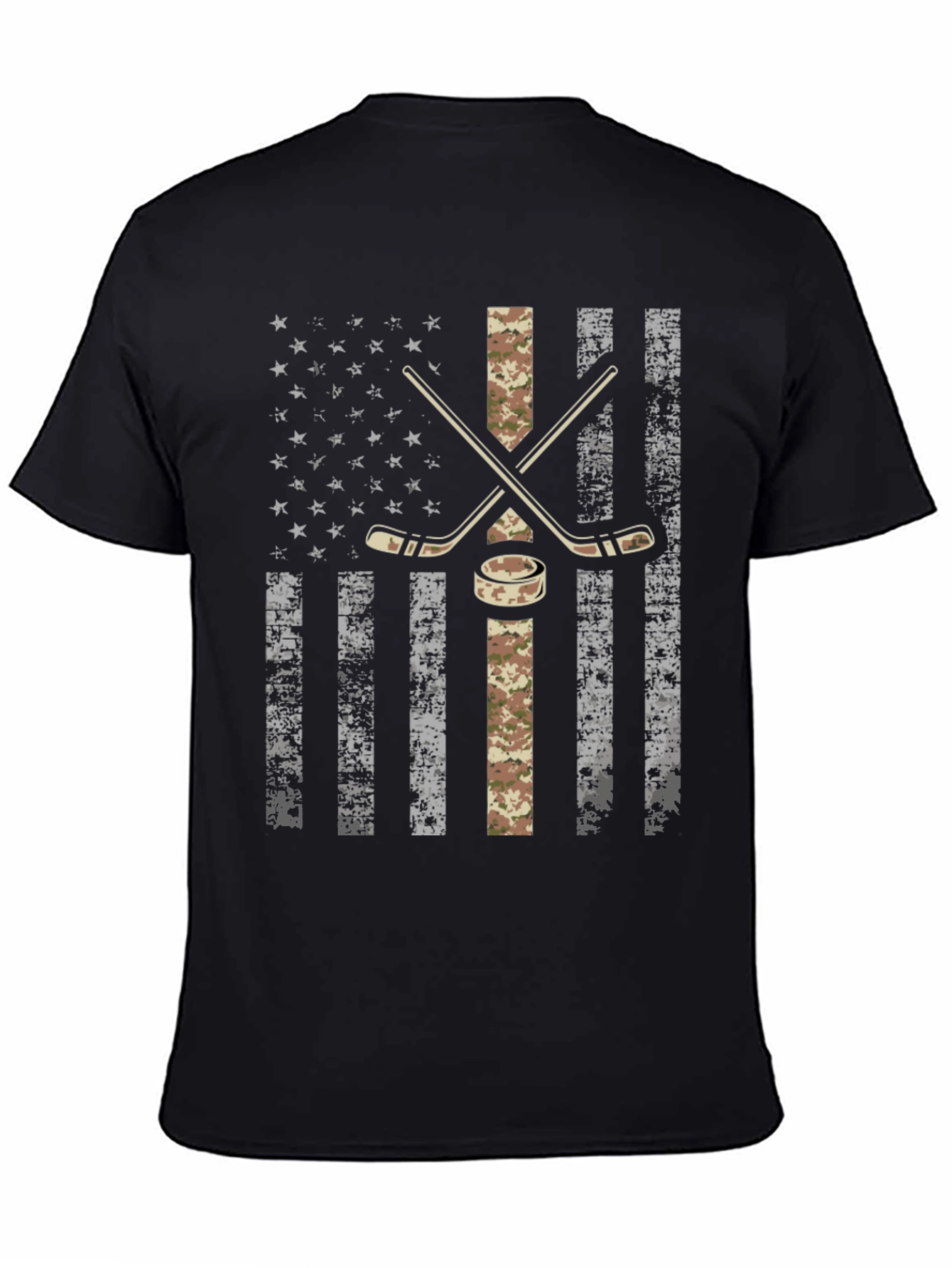 American Flag Hockey T-Shirt - Camo Design