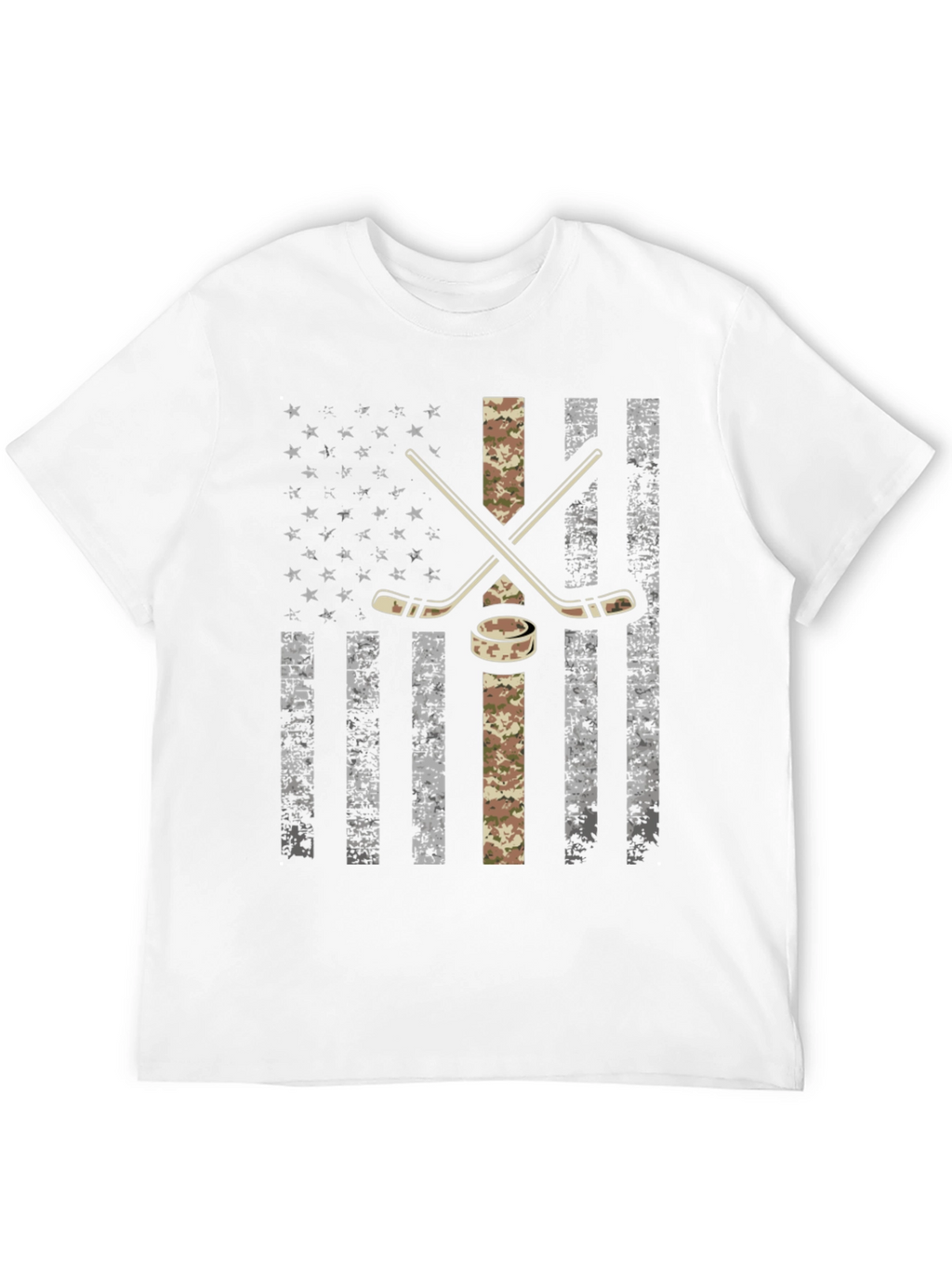 American Flag Hockey T-Shirt - Camo Design